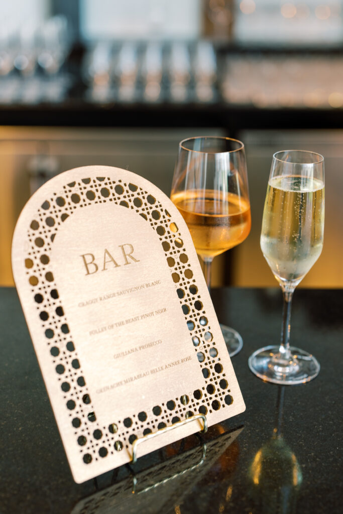 Laser cut wooden bar signage.