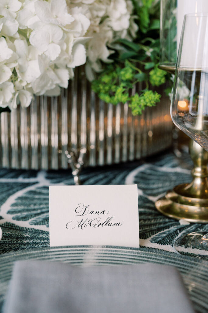 Place card at table display.