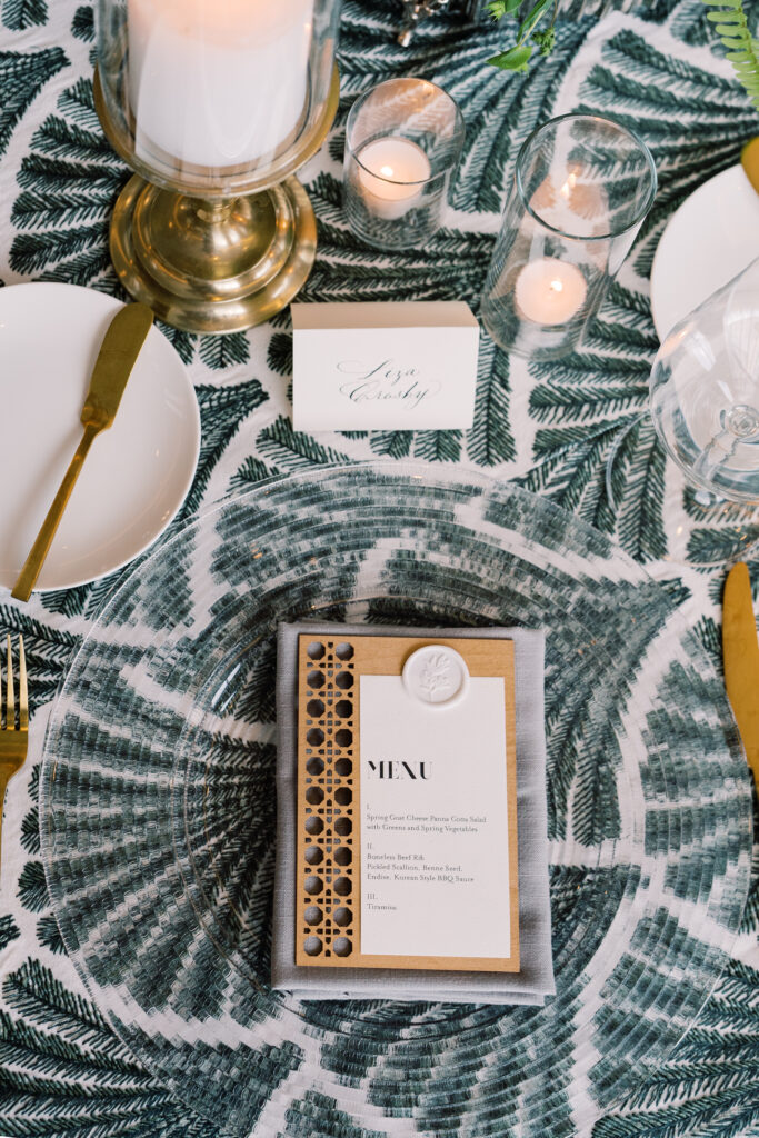 Laser Cut custom menu at table setting.