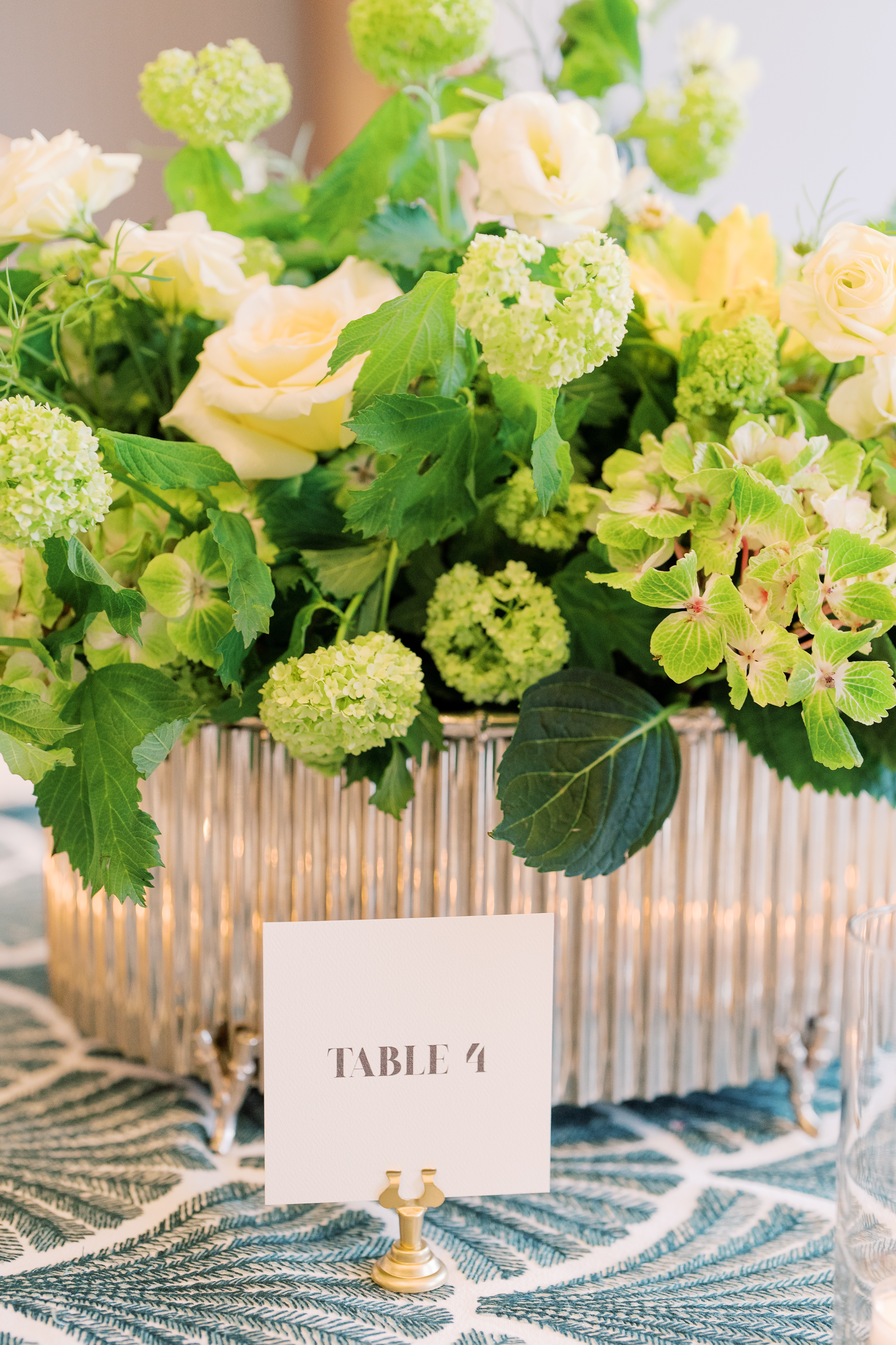 Table number signage on table setting.