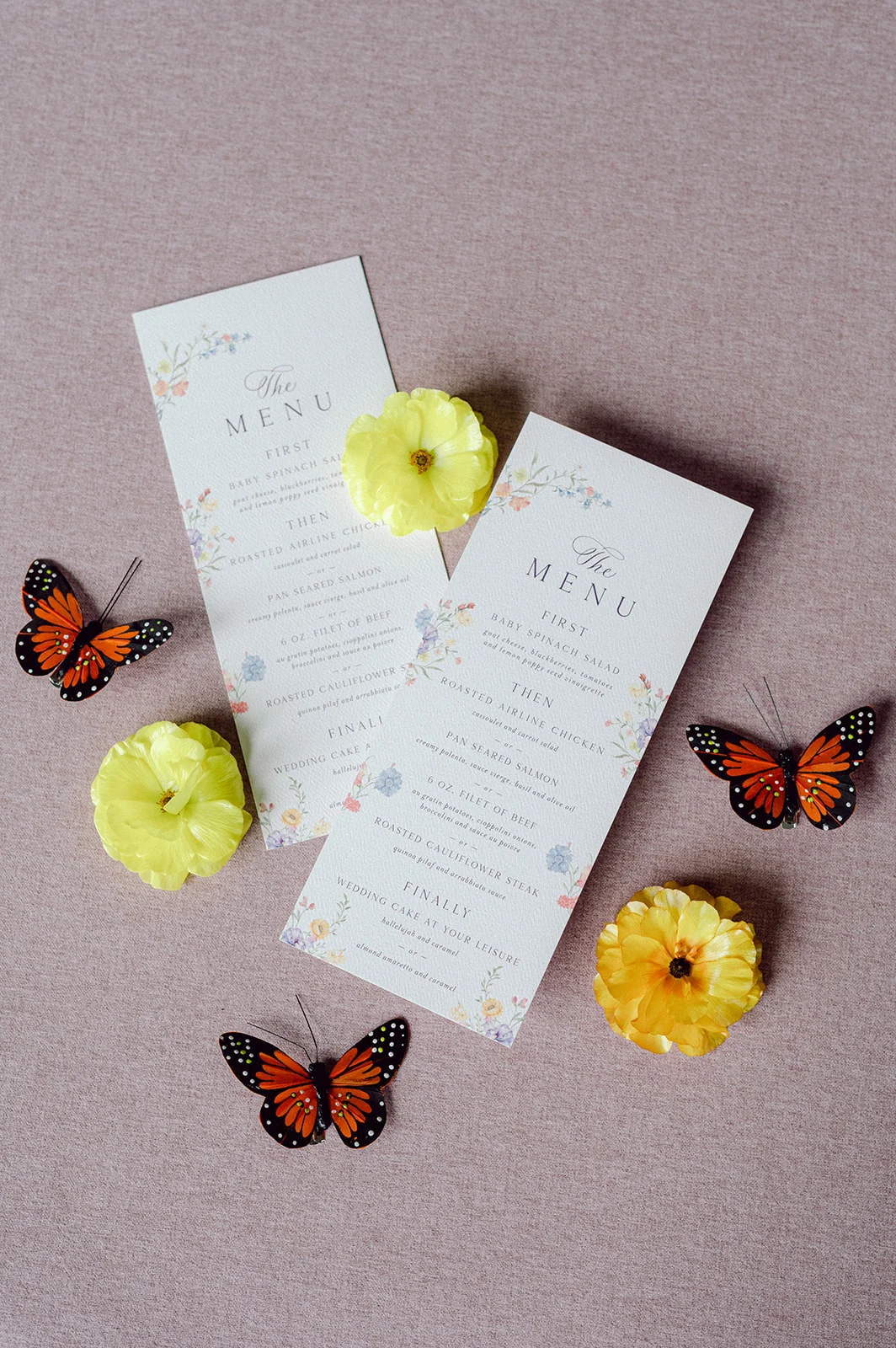 Nashville stationery studio creates custom wedding menus for Union Station Hotel Wedding in Nashville, TN.