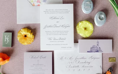 Lavender Wedding Invitations and Details | Historic Union Station Hotel Wedding in Nashville, TN