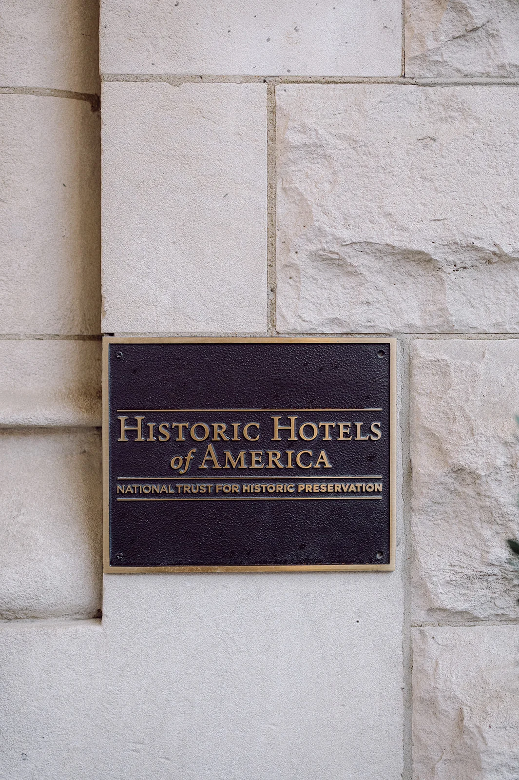 sign on Union Station hotel that reads historic hotels of America.