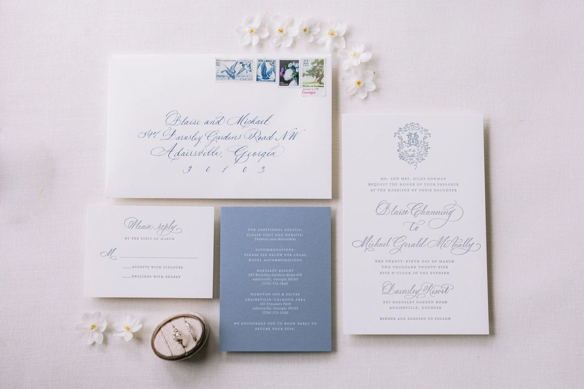 Elegant wedding invitation suite from Romantic Barnsley Resort Wedding 