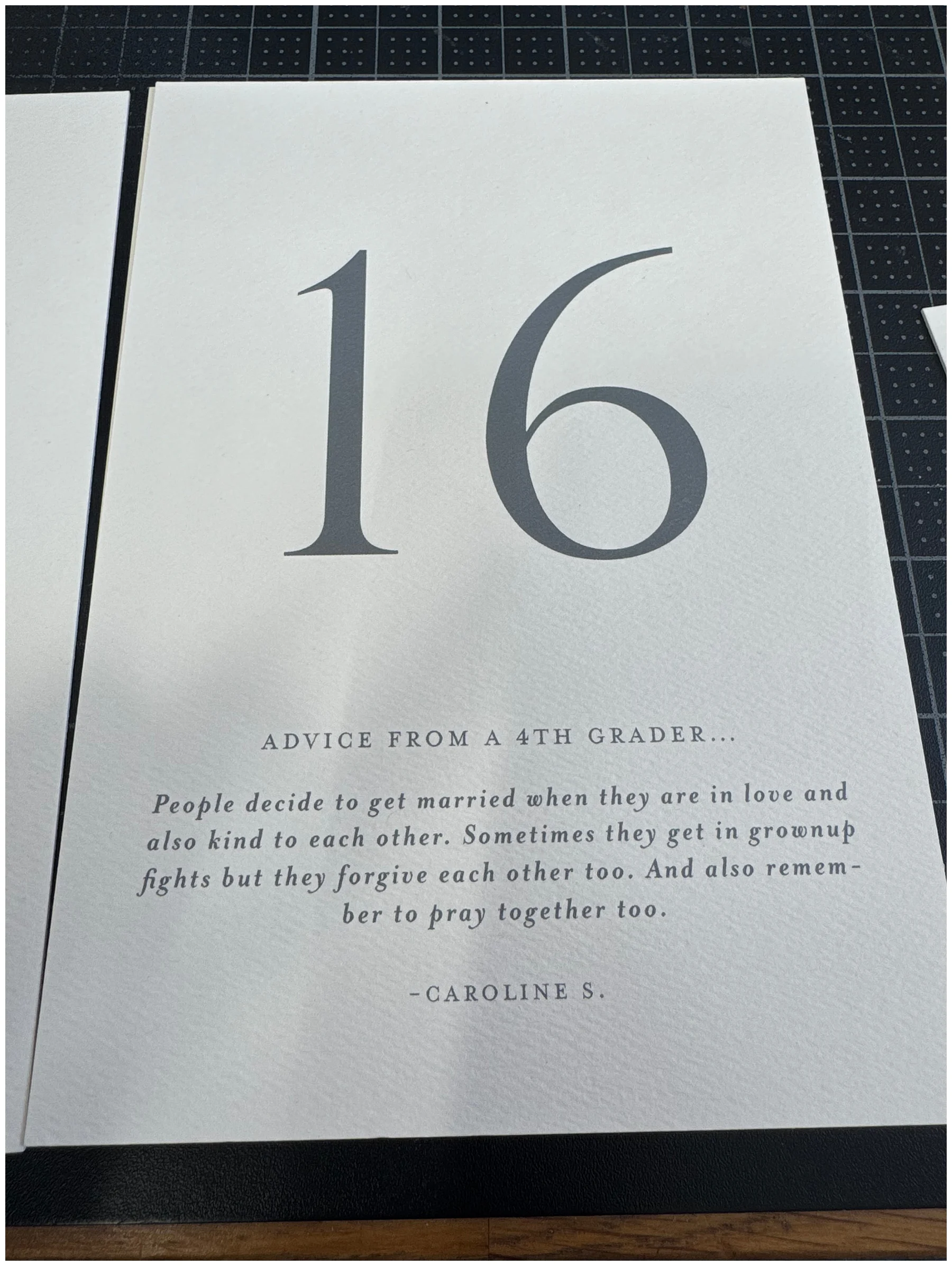 custom table number by Nashville Calligraphy studio 