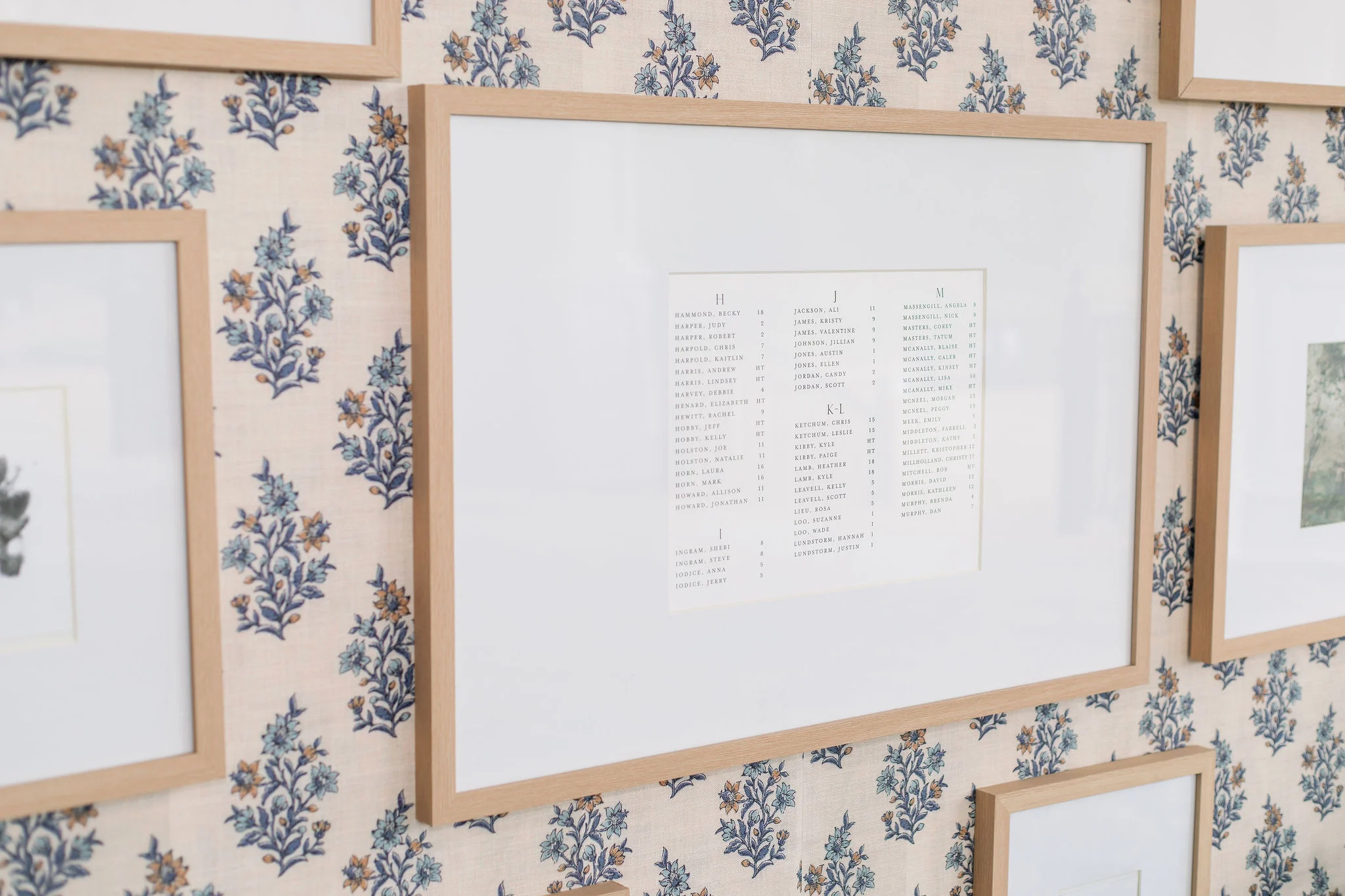 framed seating chart 