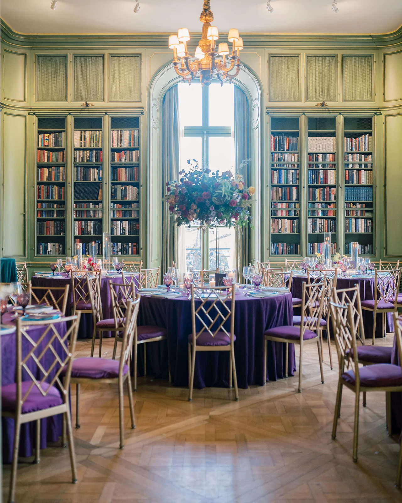 Colorful and Bookish DC Wedding reception at the Meridian House