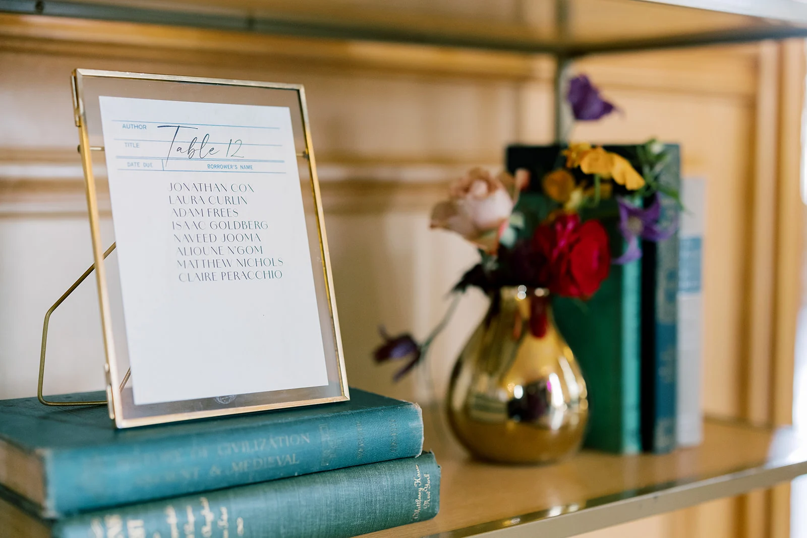 vintage library-card seating chart 