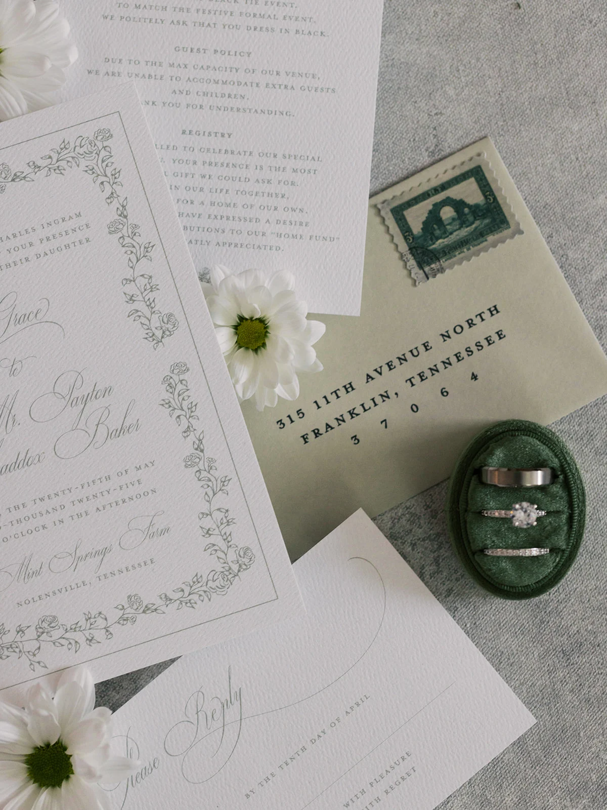 Green is a versatile color perfect for use in all types of wedding invitations