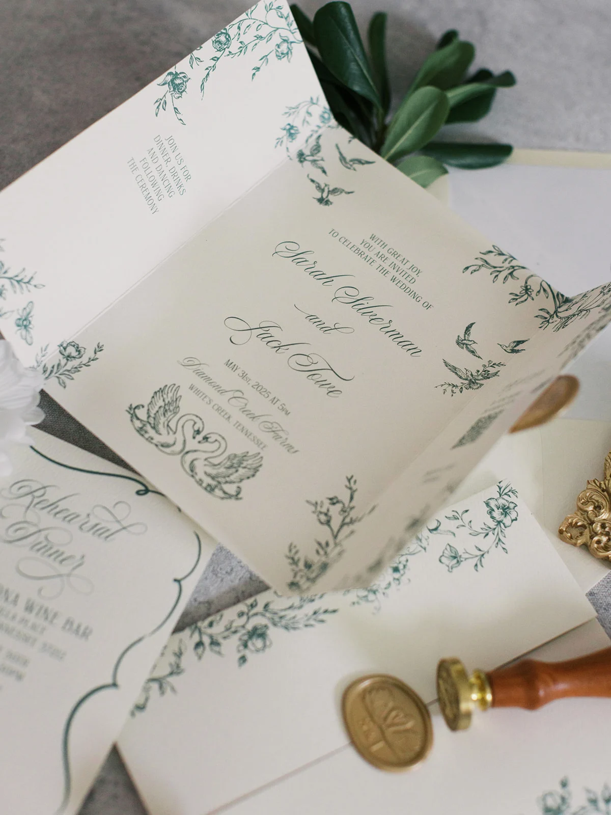 Green Invitation Suites for Every Wedding Style