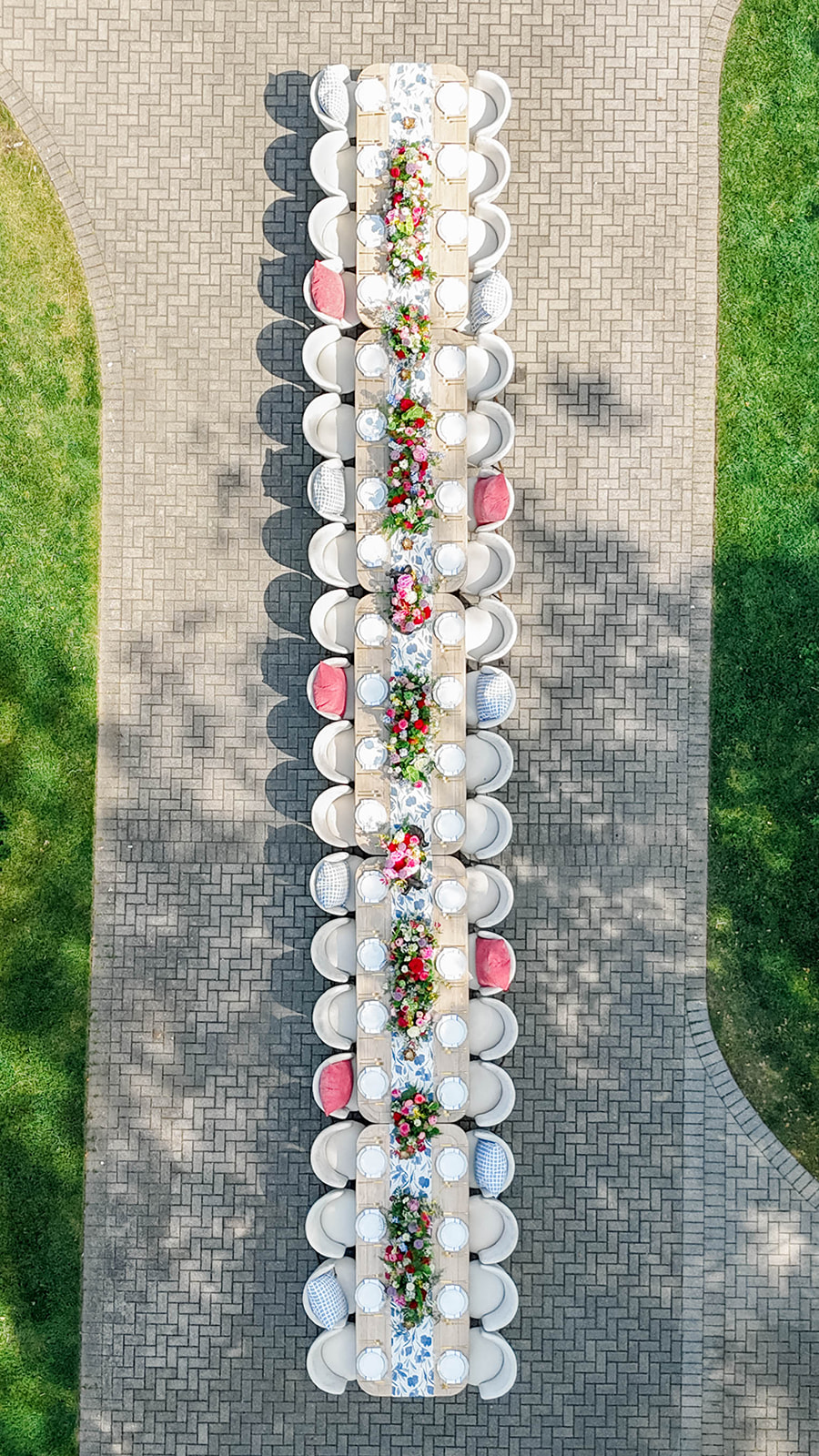 aerial photo of tablescape from WIPA Nashville Kentucky Derby Inspired Event at Cherokee Dock