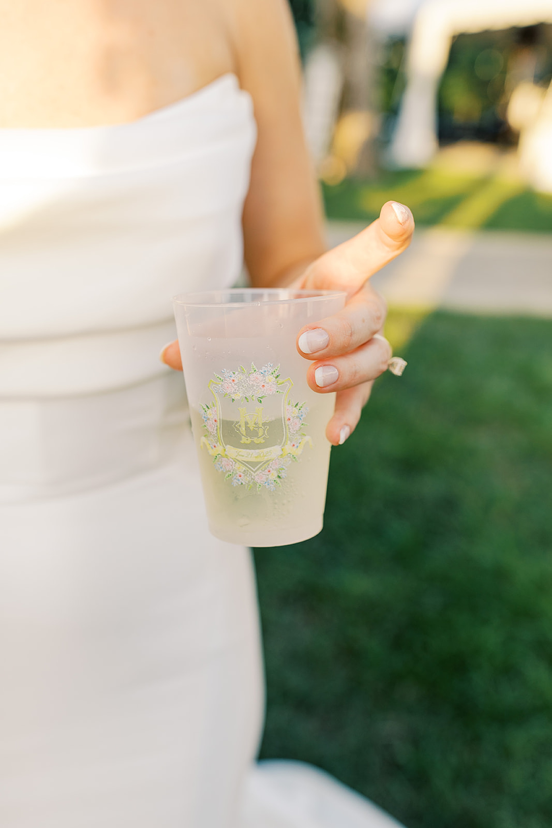 custom monogram by White Ink on frosted flex cups