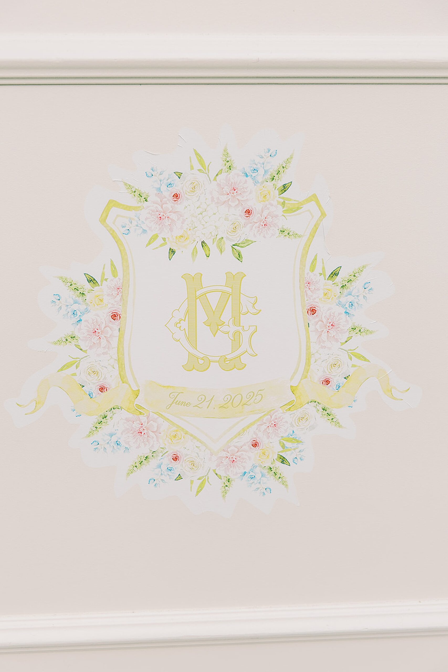 custom monogram bar decal with florals 