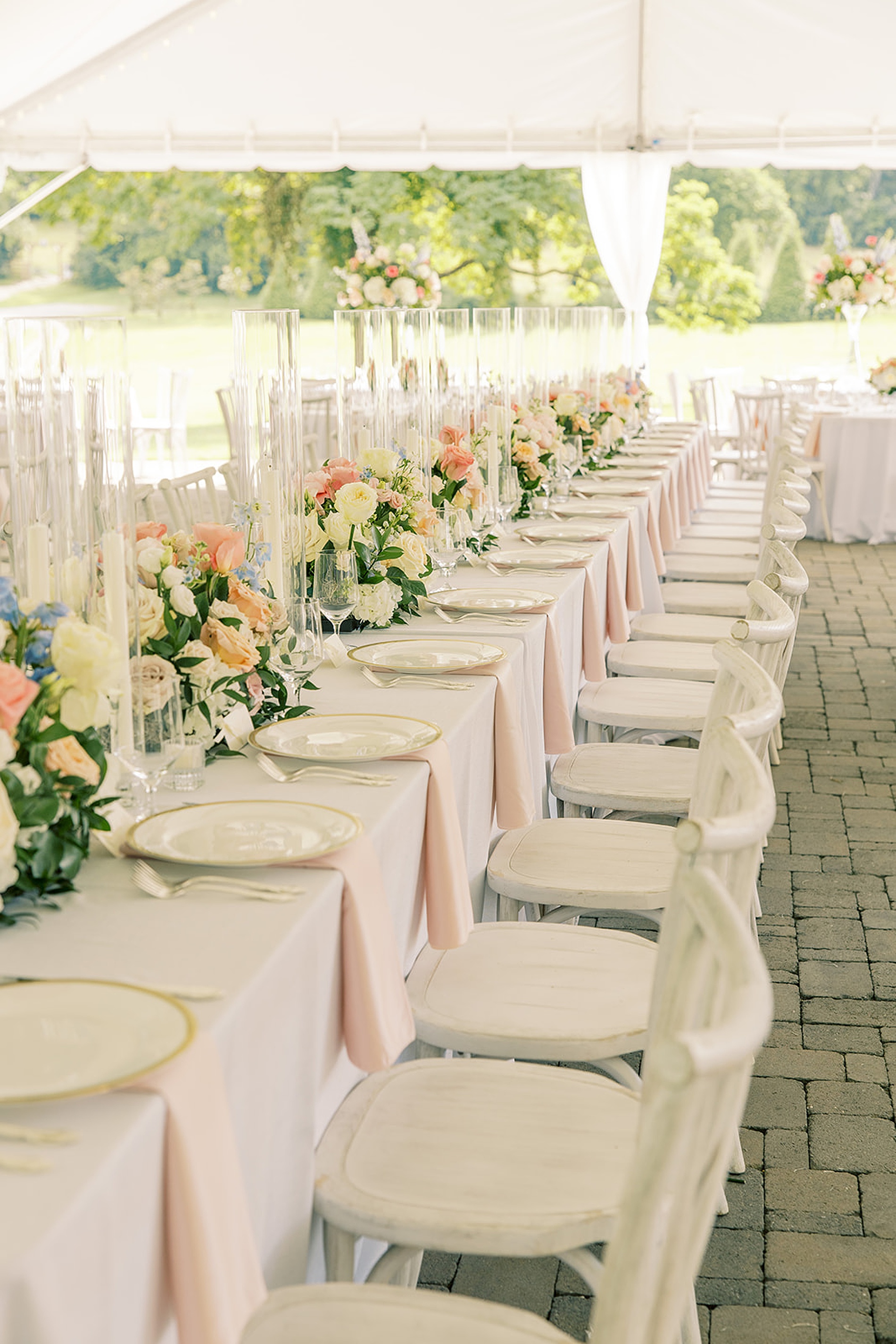 elegant tablescape from Romantic Garden Wedding at Ravenswood Mansion with Classic Gold Details  
