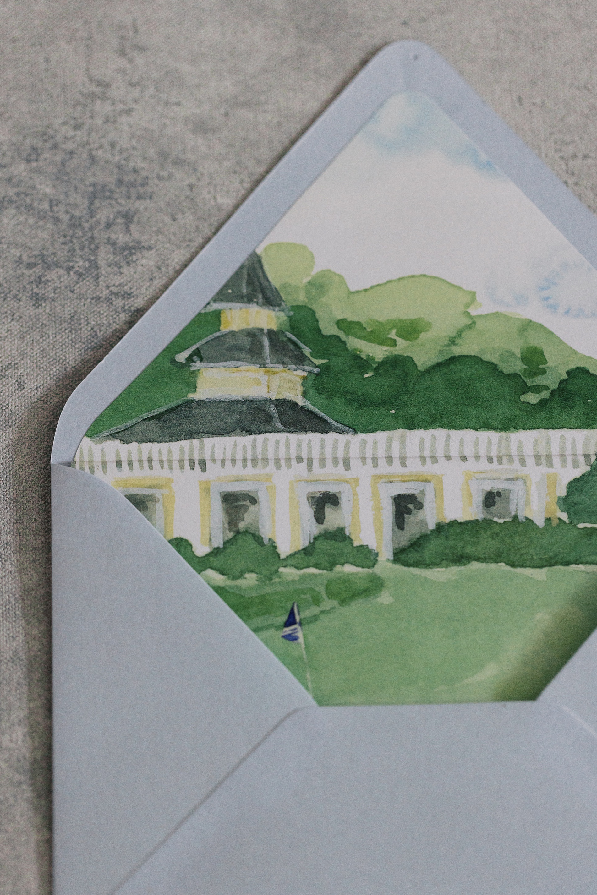 Envelope liner artwork of Hermitage Golf Course in Nashville