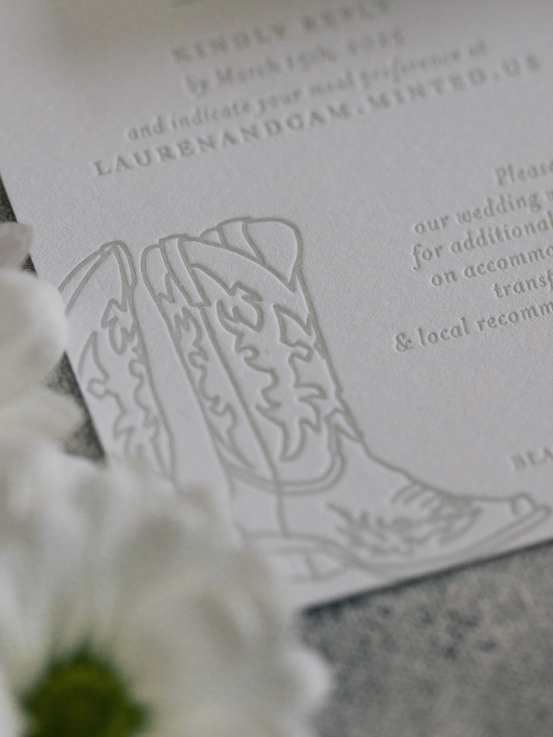 letterpress invitation with cowboy boot design