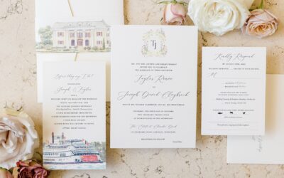 Luxurious Fall Wedding at Cherokee Dock | Custom Sketches for Elegant Invitations