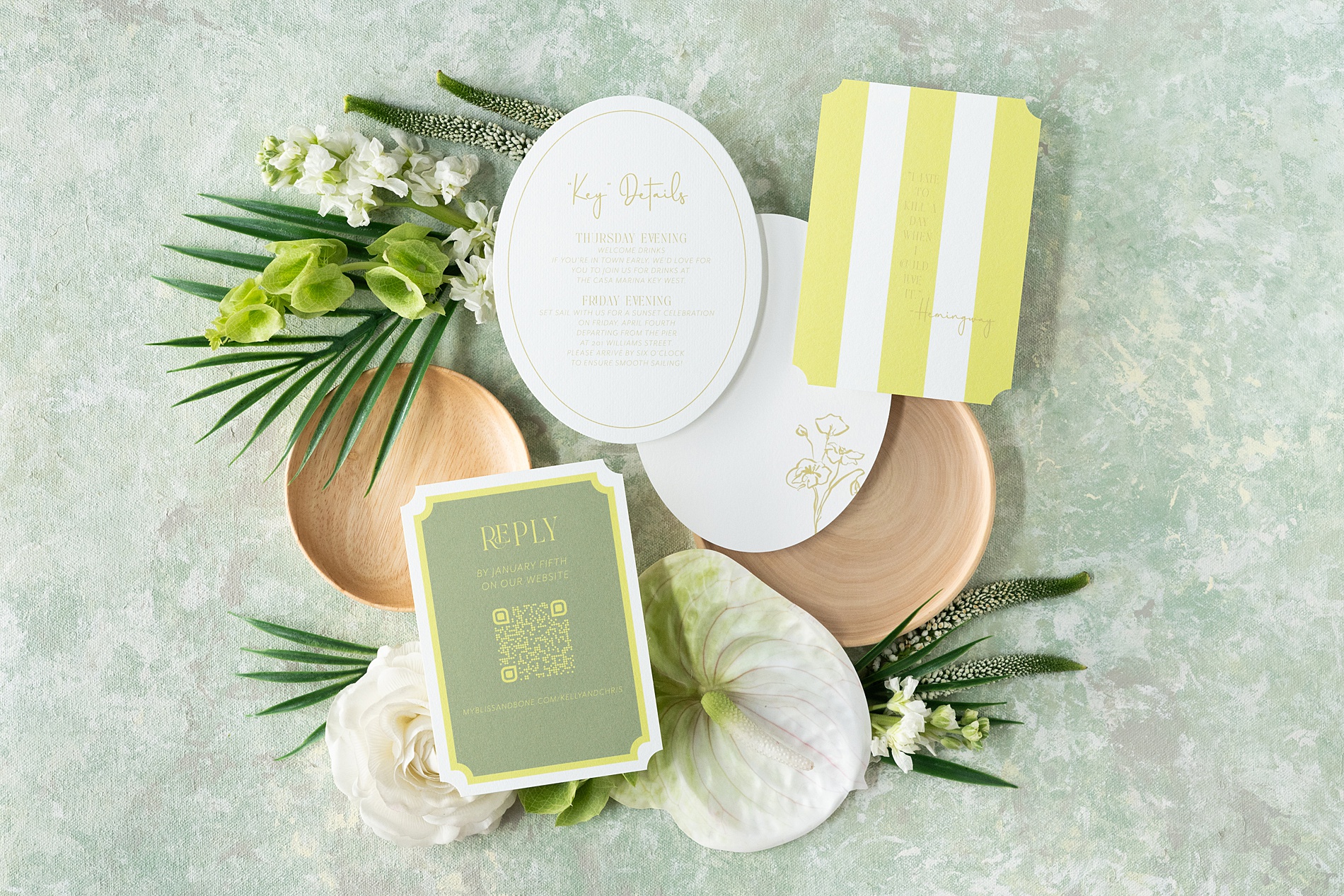 rsvp and details card from Key West Wedding Invitation suite