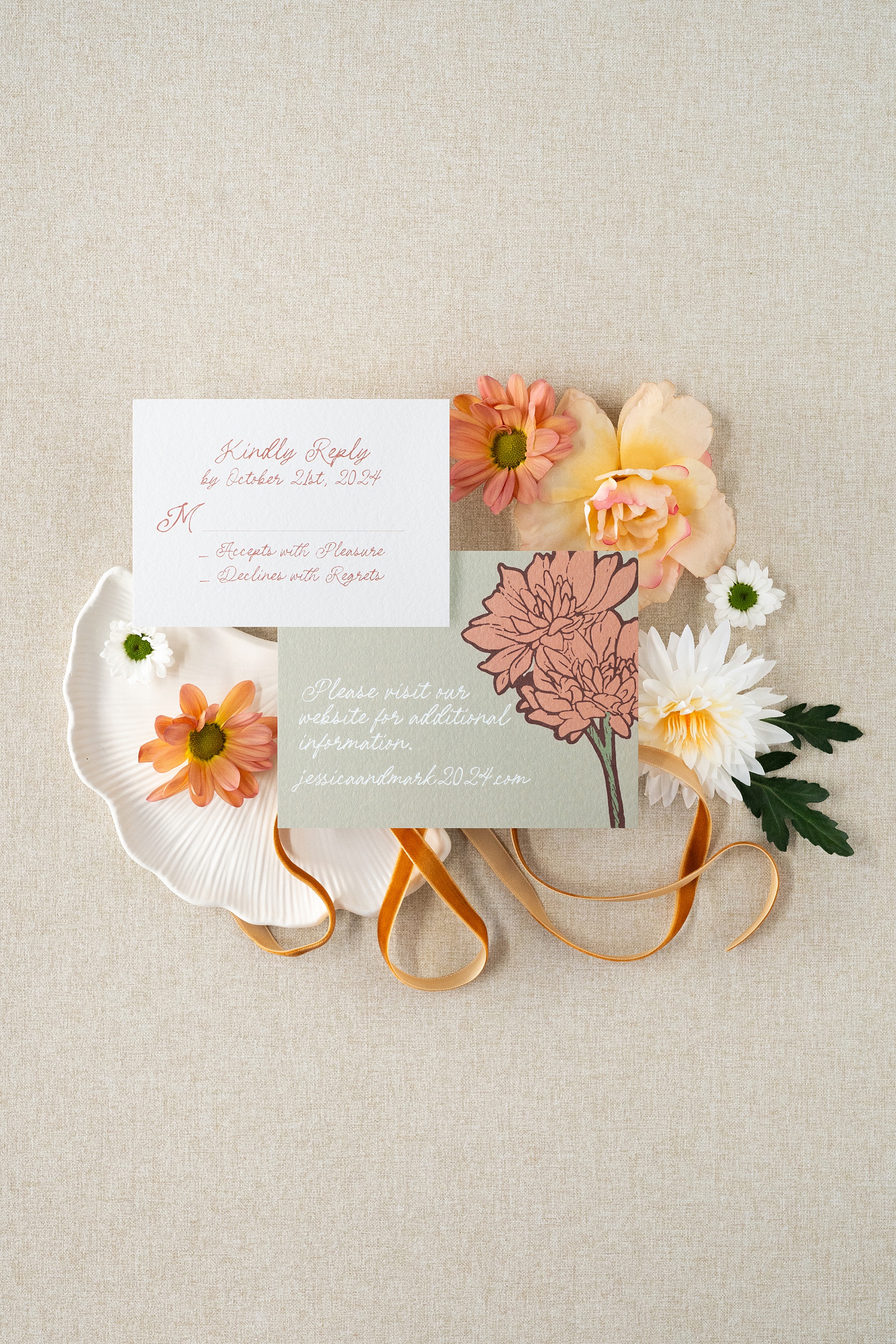 rsvp and information cards from wedding invitation suite by Nashville calligraphy and stationery studio 