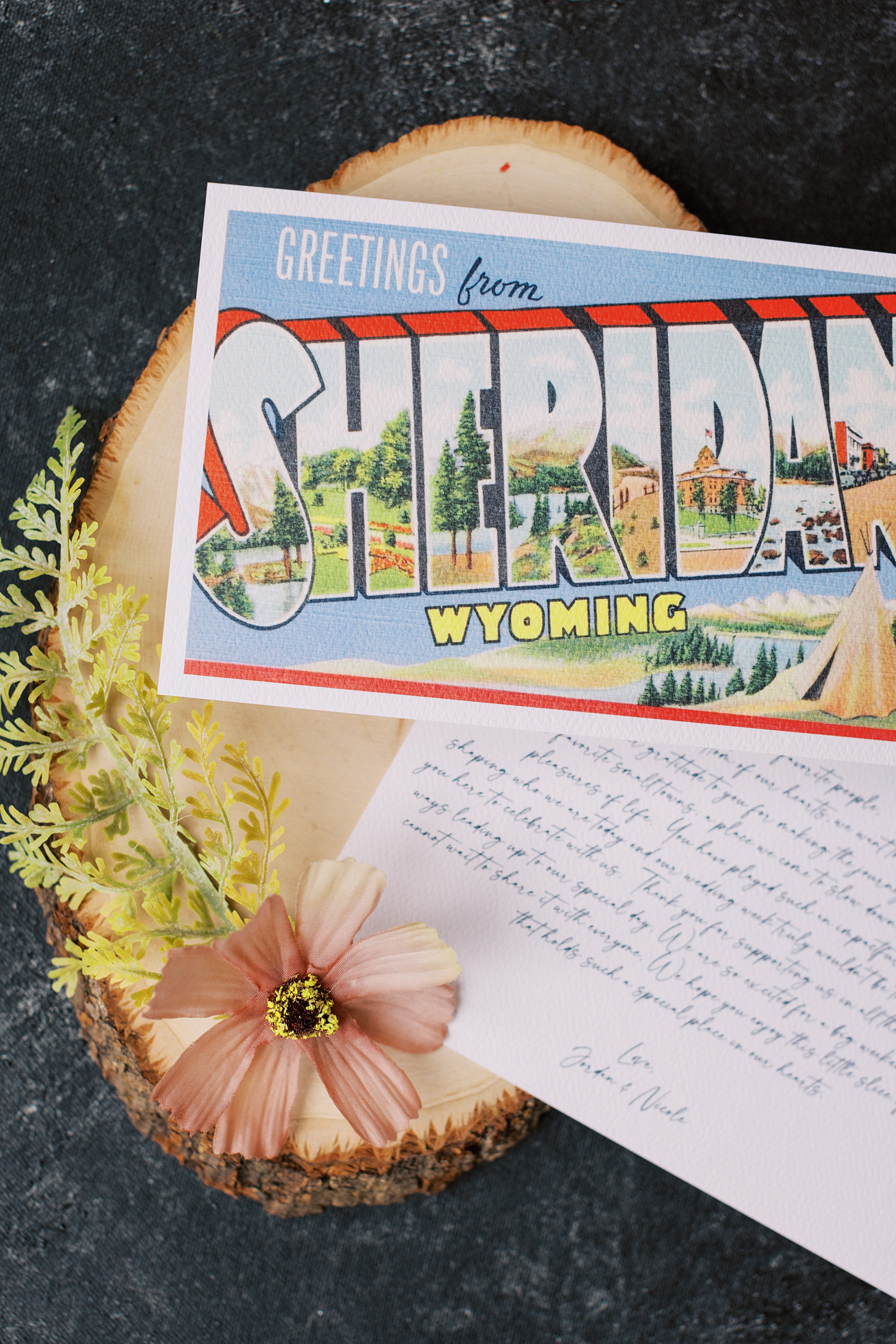 vintage Sheridan, WY postcards for wedding guests welcome bag