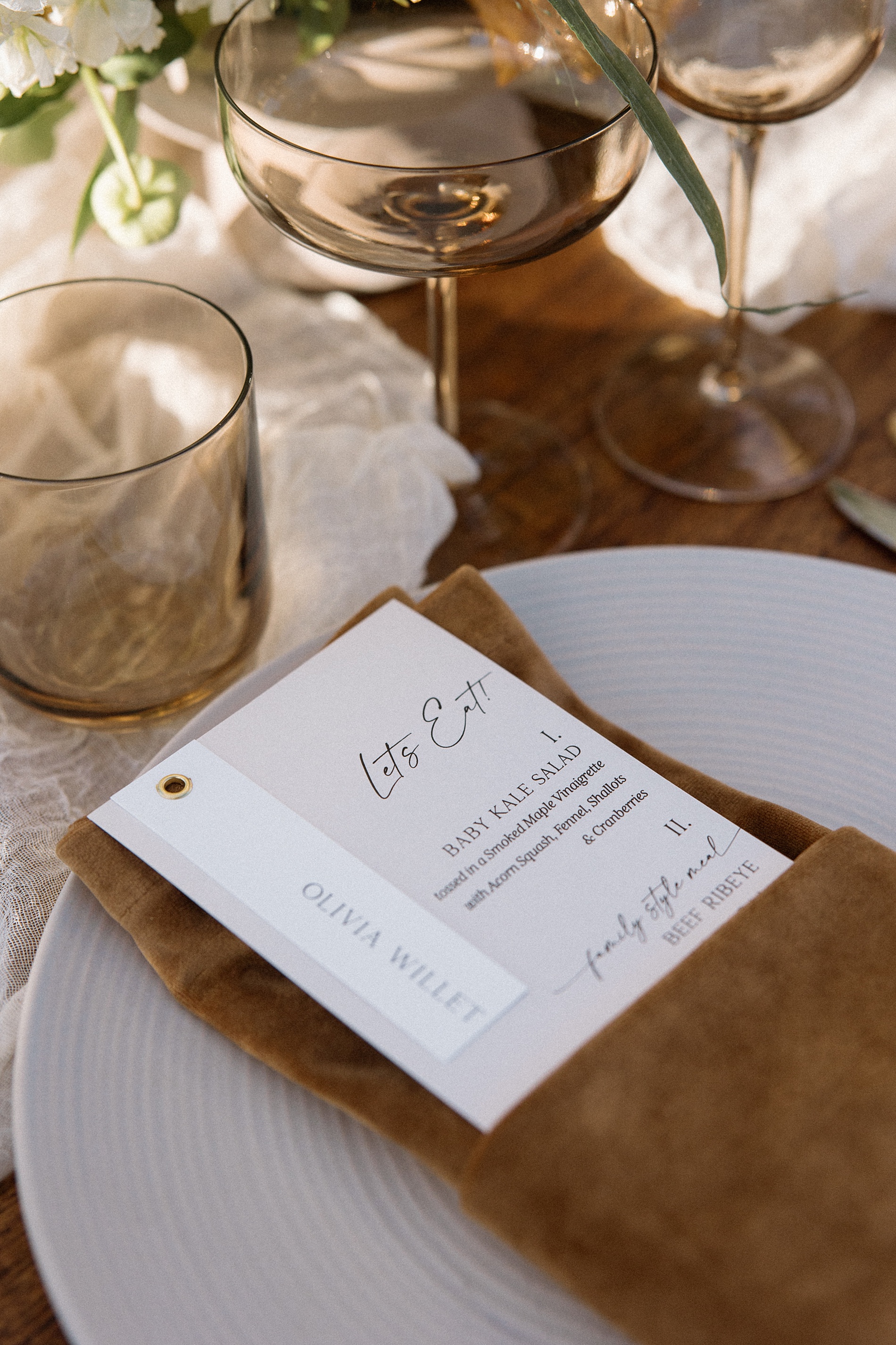 menus and place card by Nashville calligraphy studio 