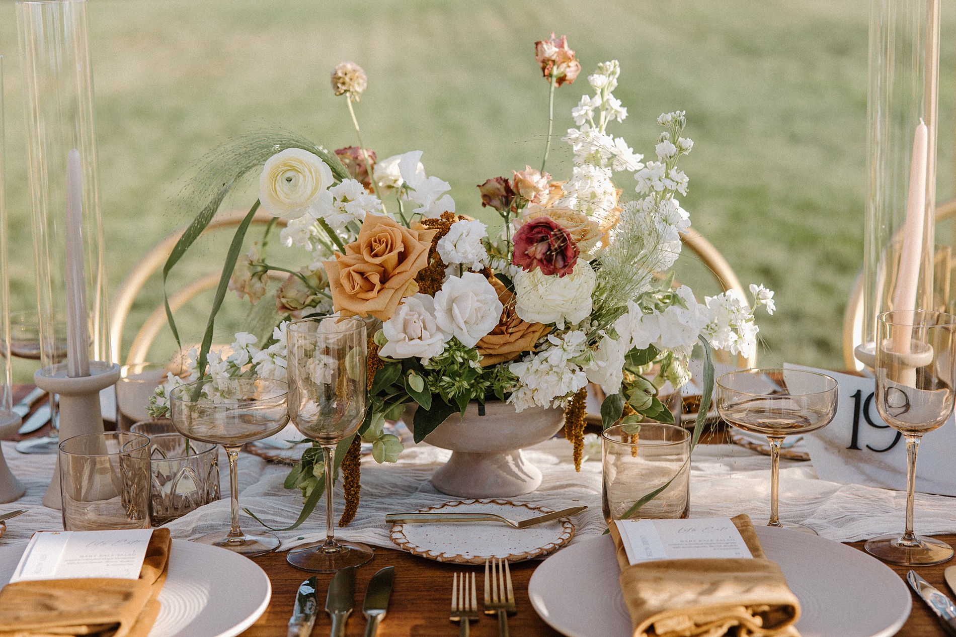 muted floral arrangements