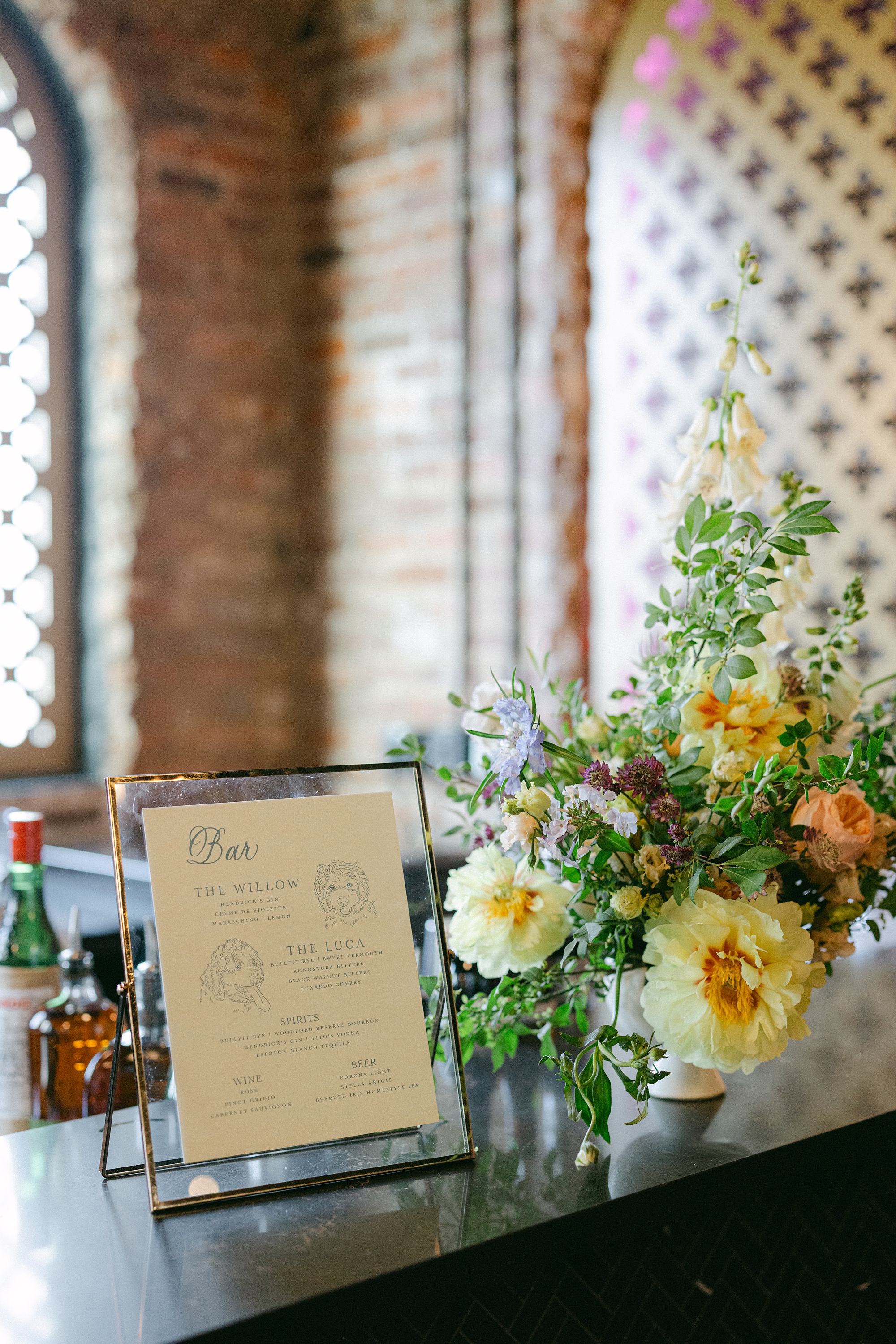 bar sign featuring dog sketches 