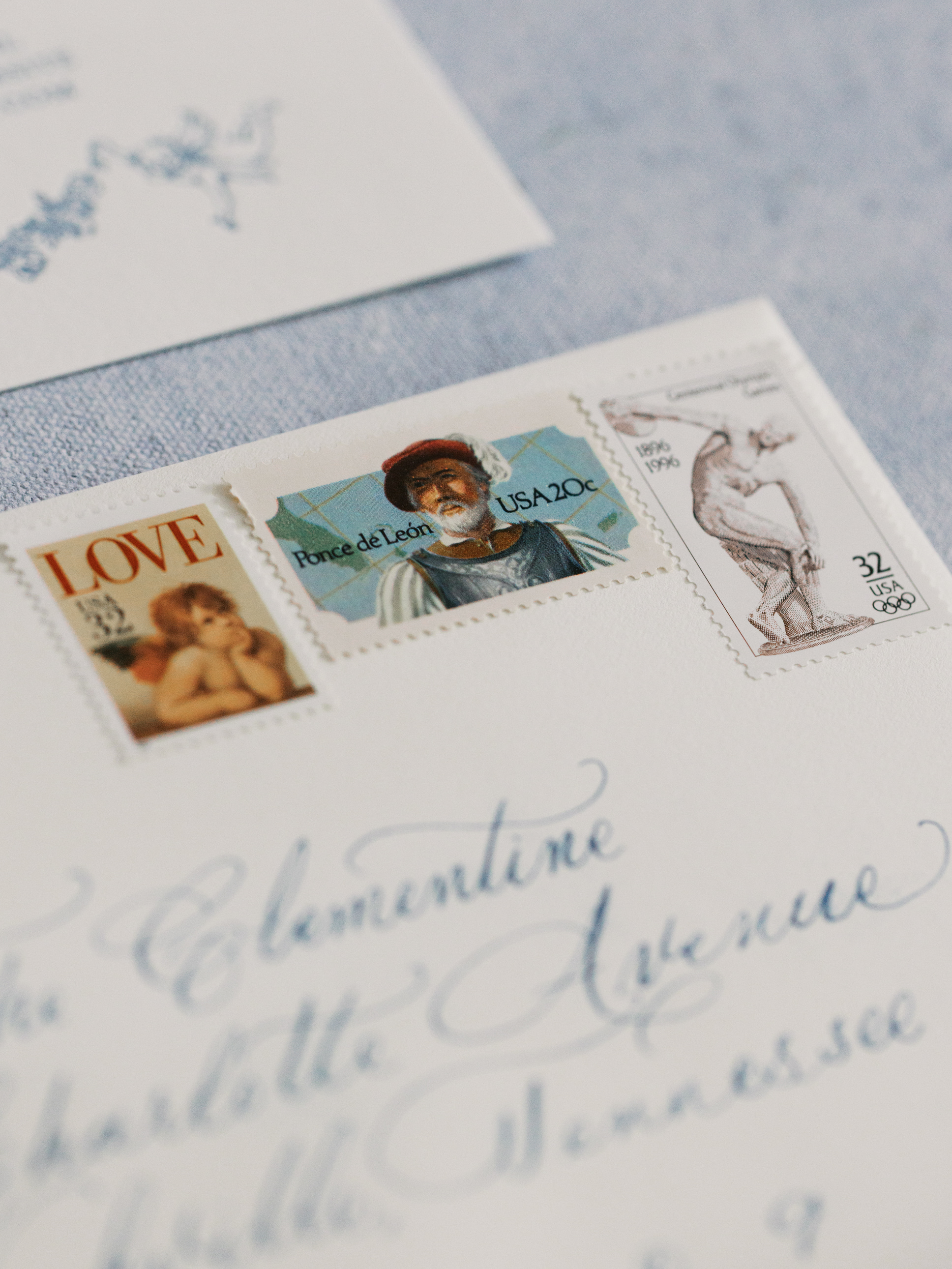 vintage postage from invitation suite