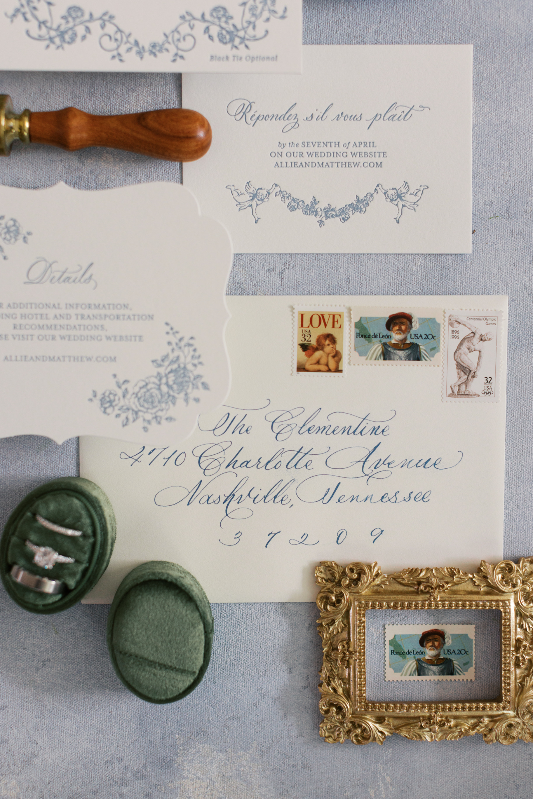 envelope calligraphy and vintage postage 