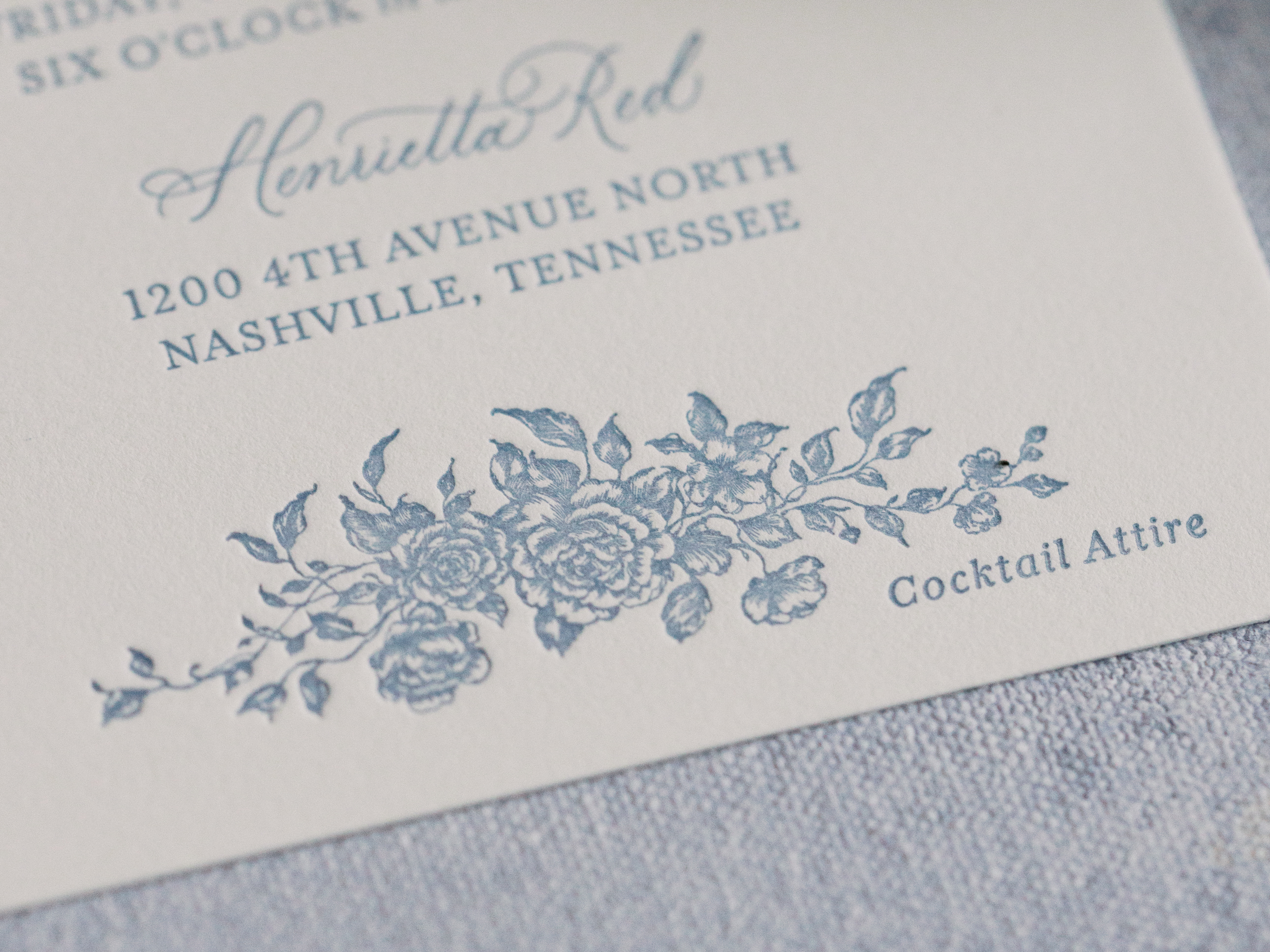 invitation details from Clementine Hall wedding in Nashville, TN 