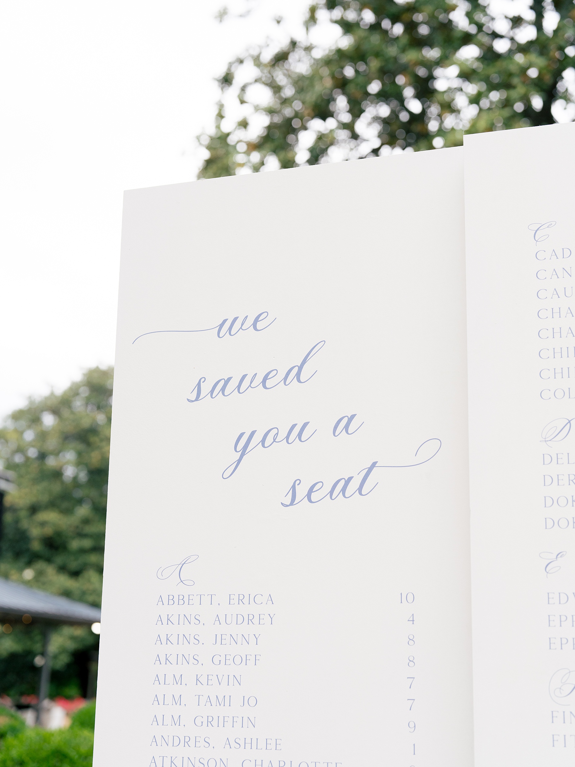 seating chart wall by Full-service wedding design house, White Ink Calligraphy 