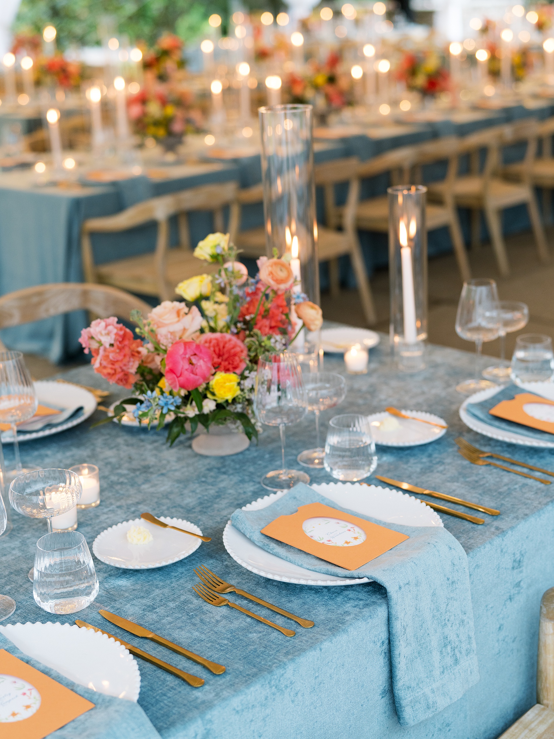 elegant and colorful wedding reception 