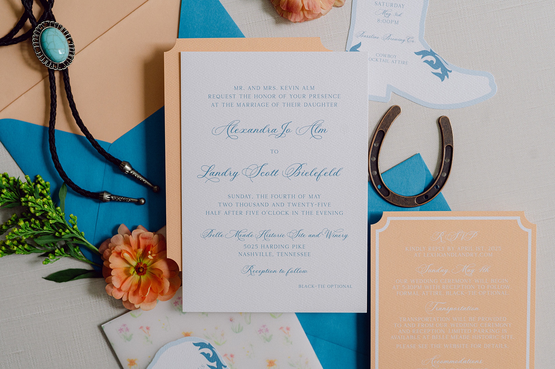 cowboy inspired wedding invitation suite from Nashville wedding by full-service wedding design house 