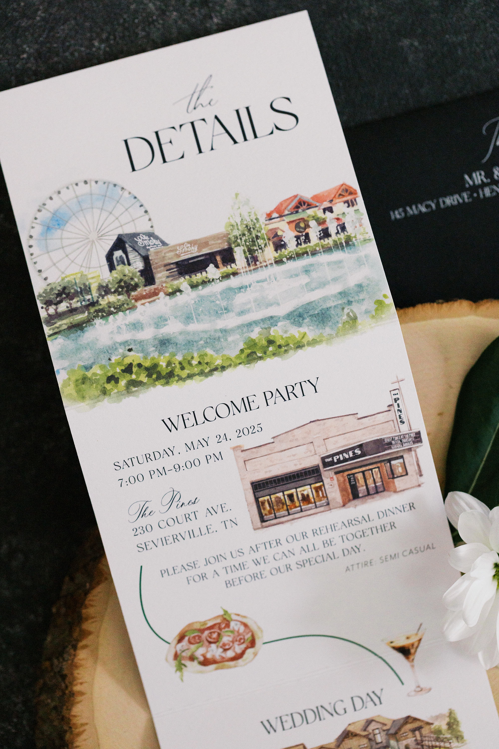  Custom Artwork on details card from invitation suite 