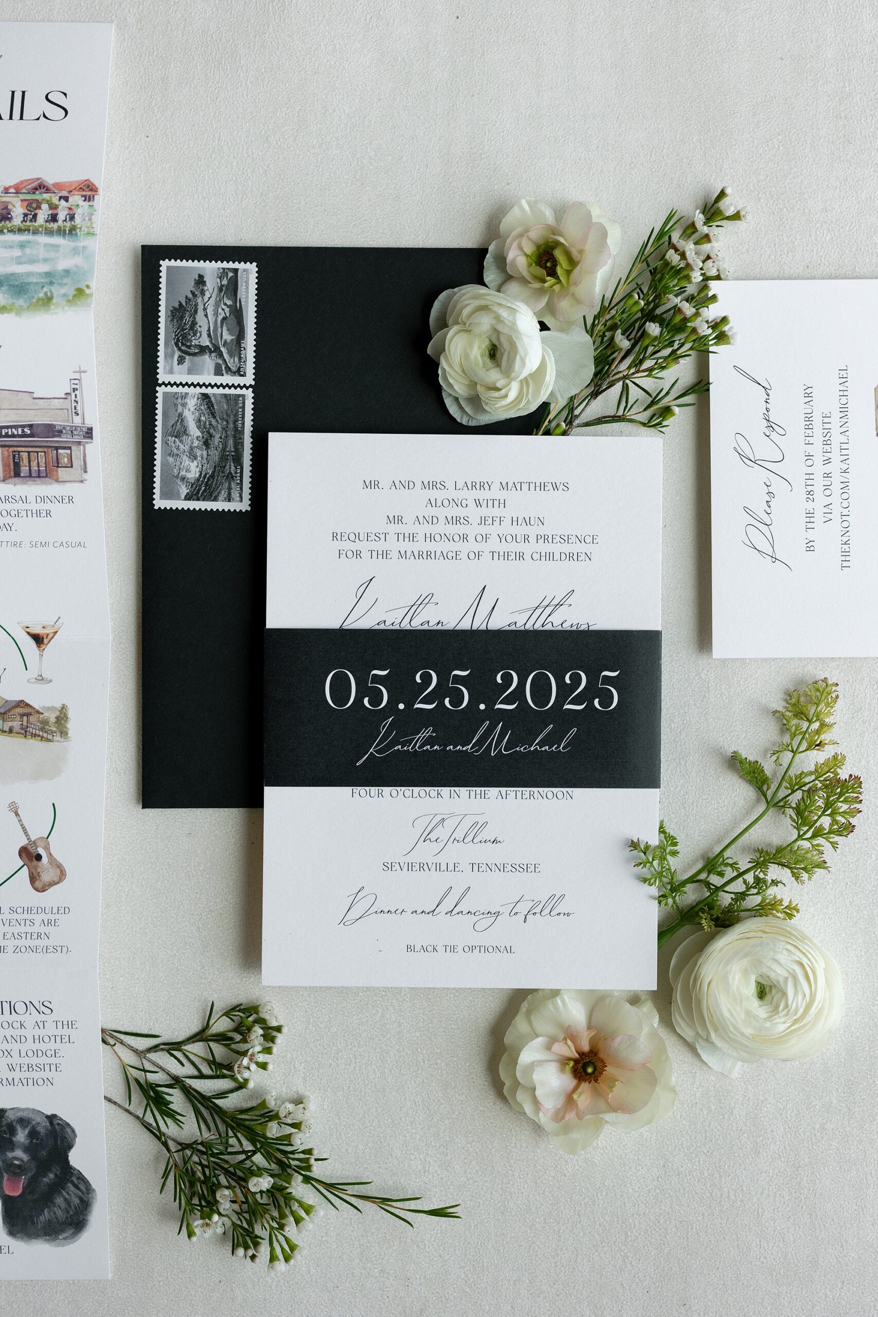Black and White Invitation Suite  from elegant and timeless East Tennessee wedding