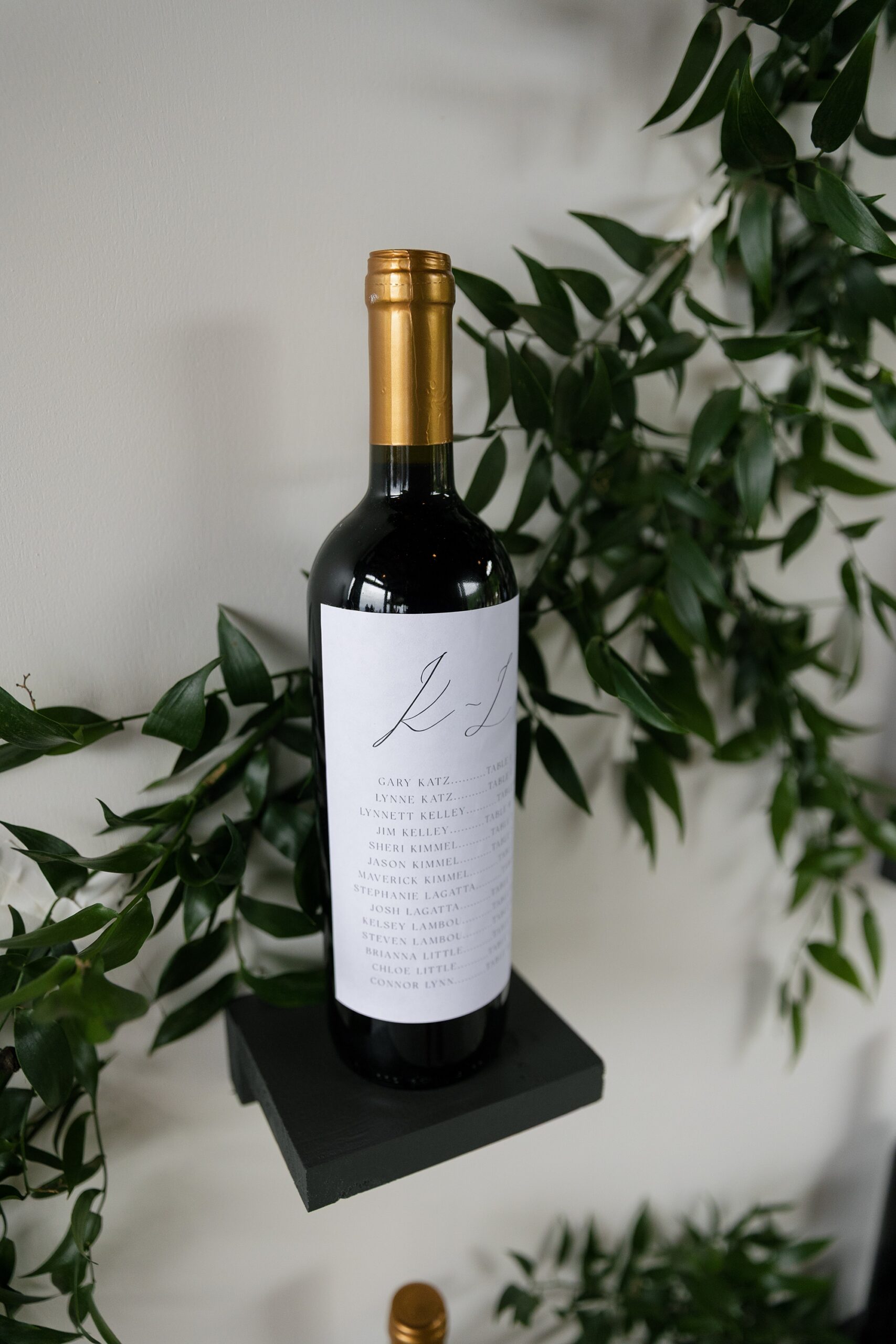 custom wine-bottle seating chart