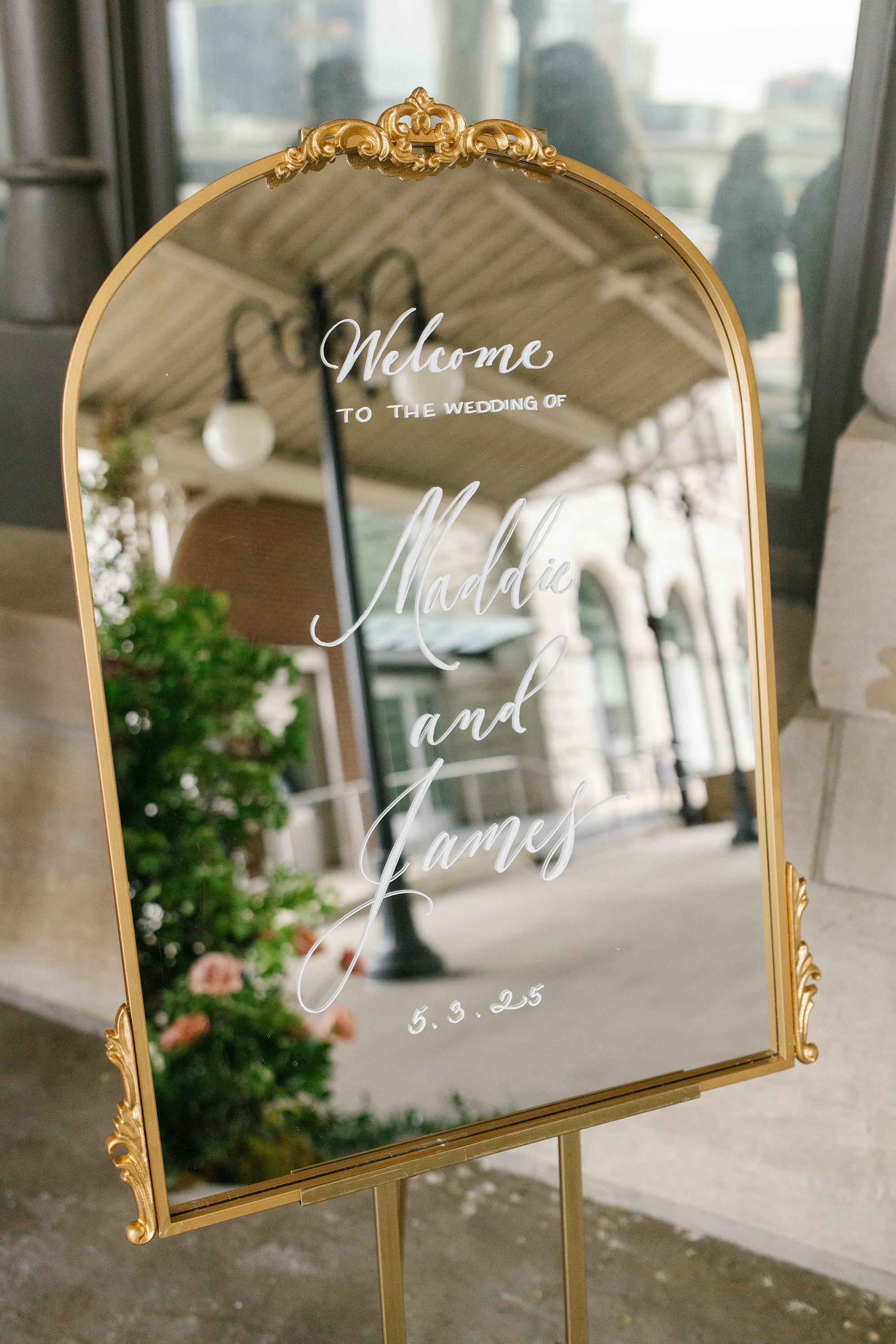 mirrored wedding welcome sign 