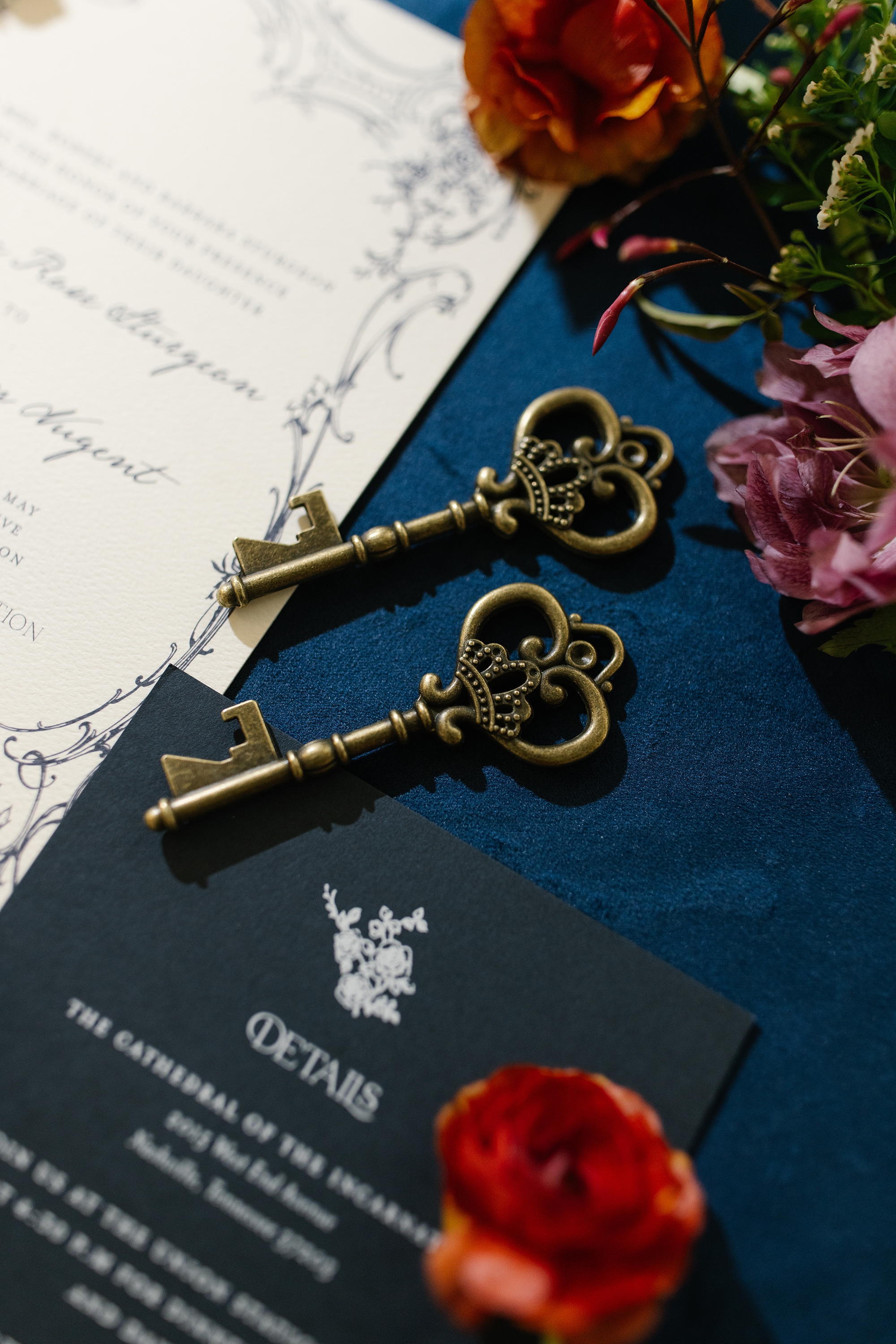 vintage keys used in flat lay design of Vintage Wedding at Union Station Hotel