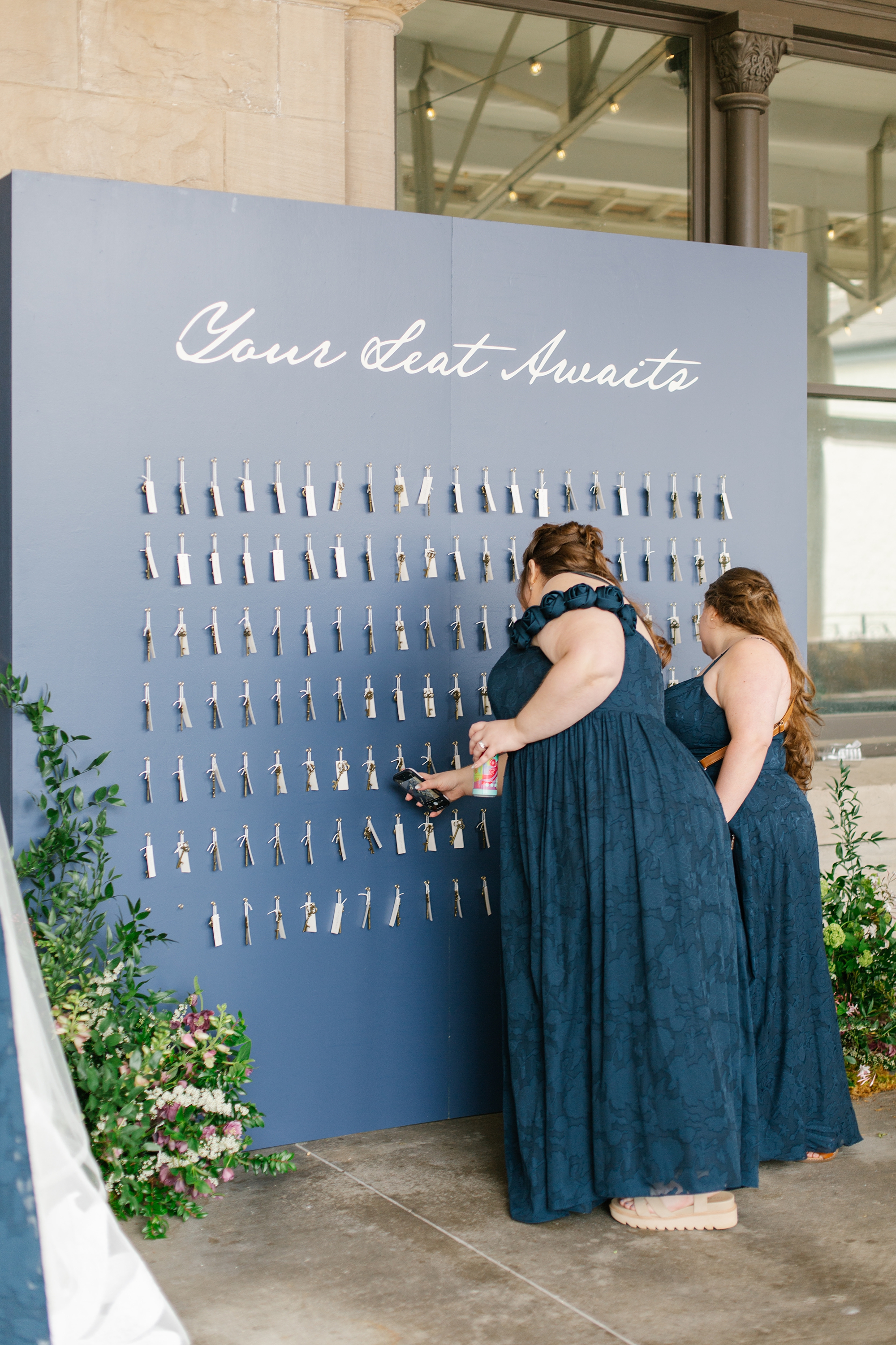 navy blue seating chart wall display 