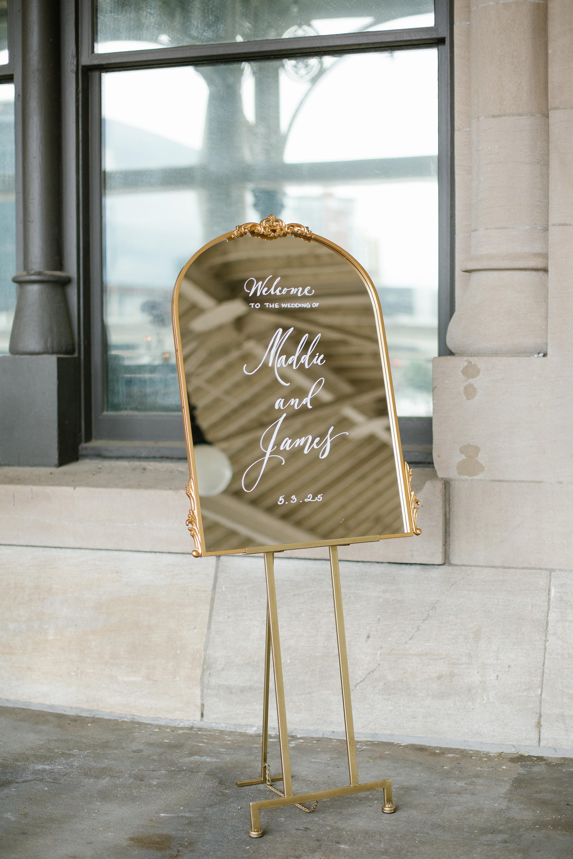 mirrored wedding welcome sign 