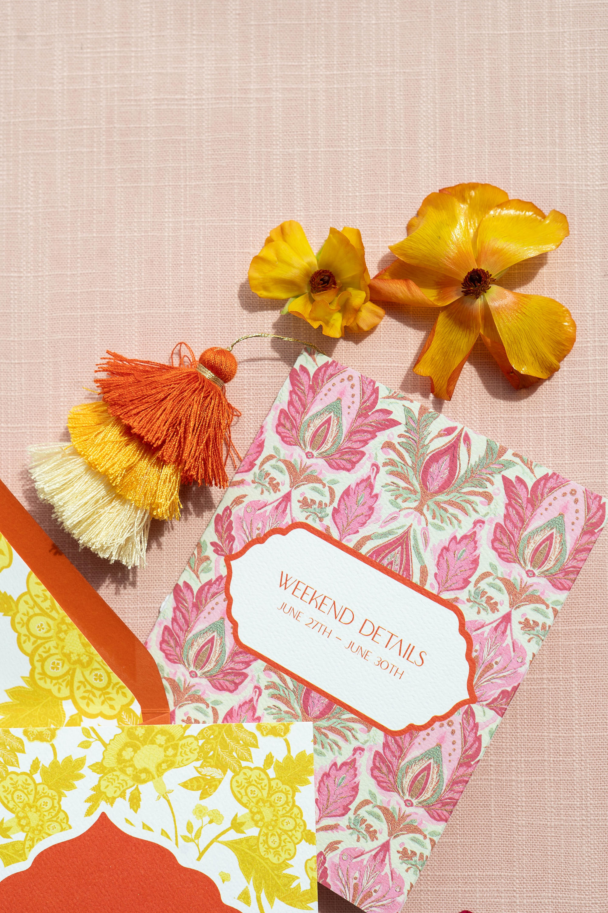 wedding details booklet in paisley design