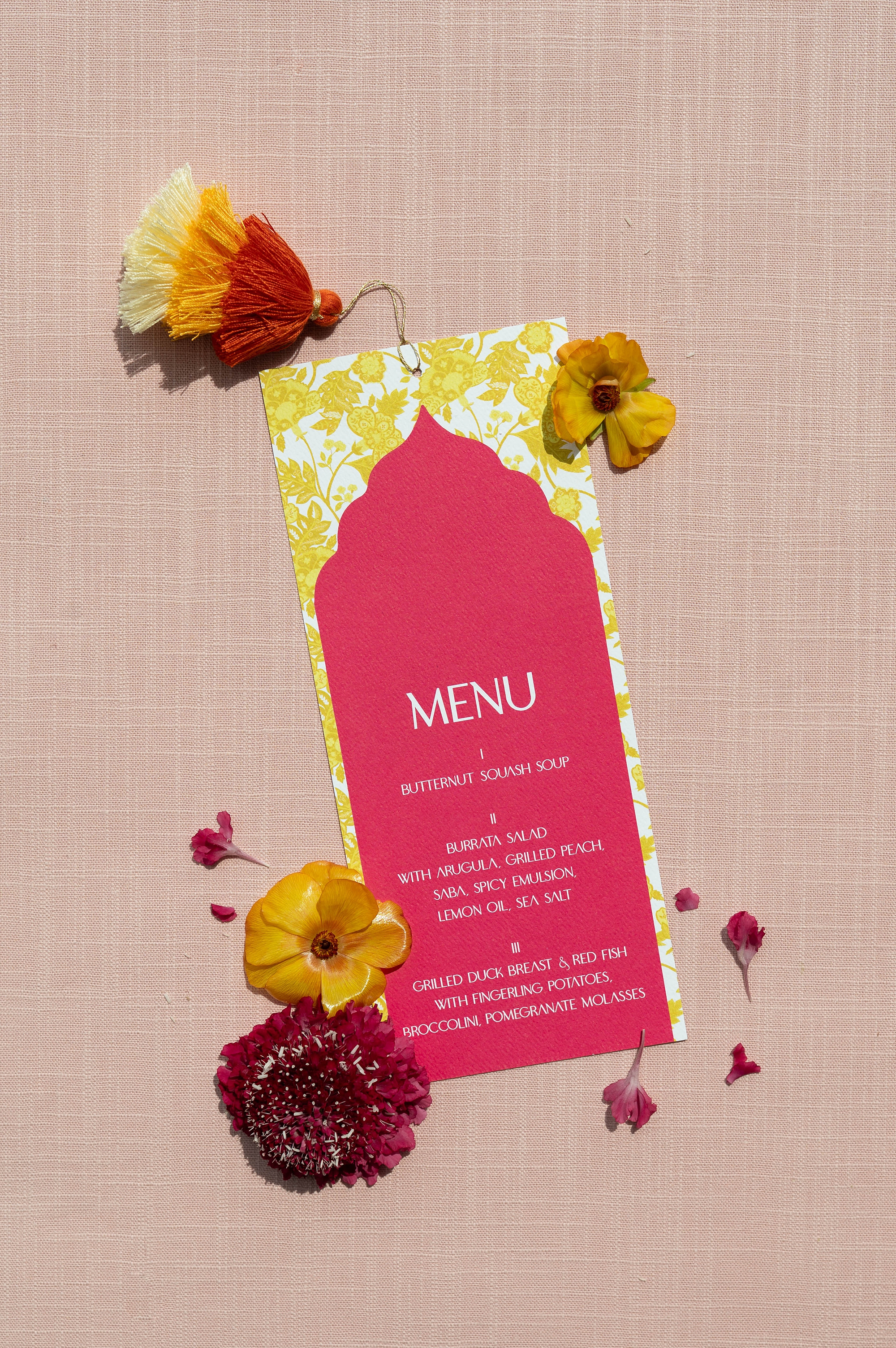 custom menu for vibrant and luxurious Hindu wedding
