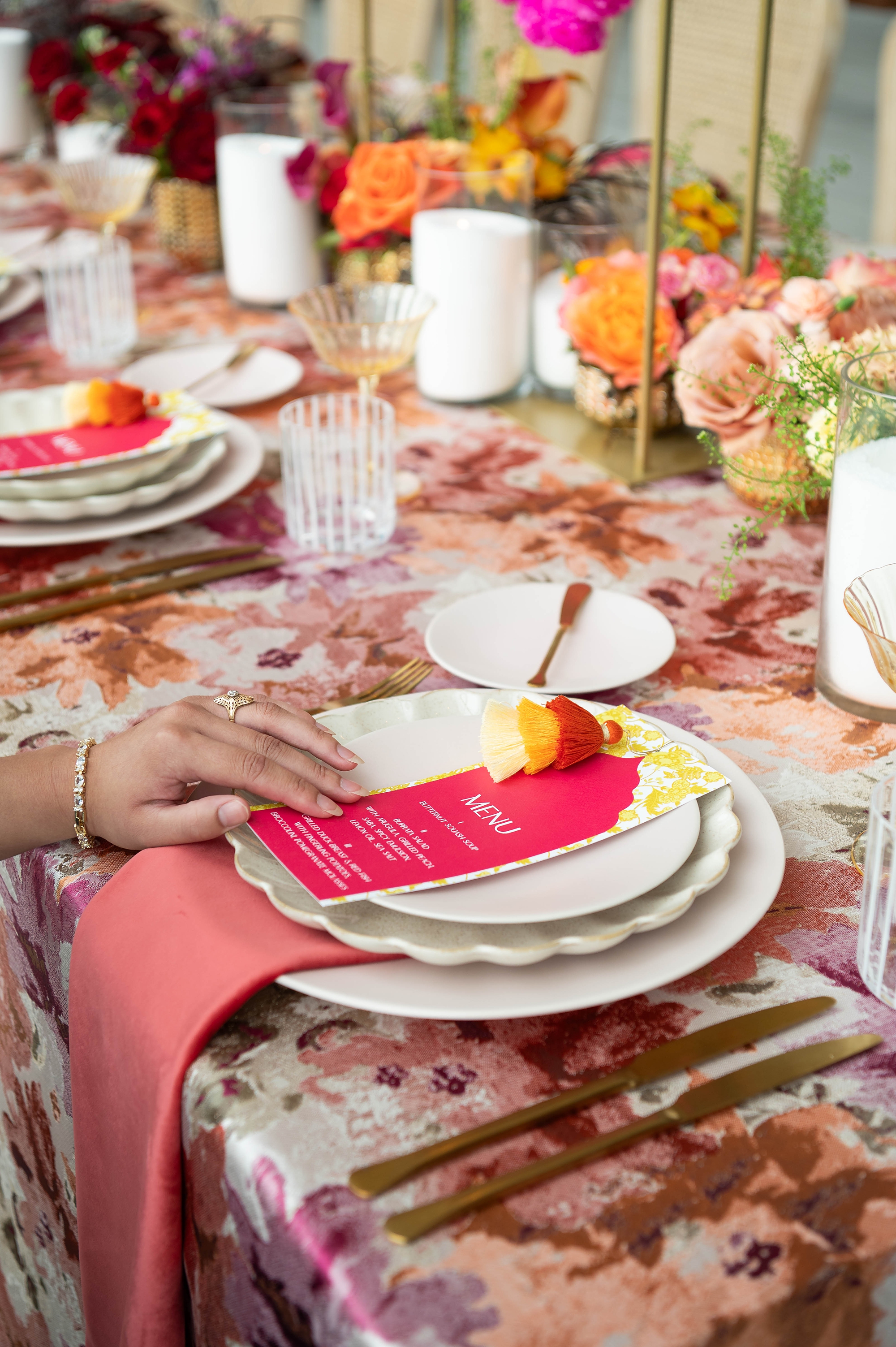 elegant tablescape with bright colors 