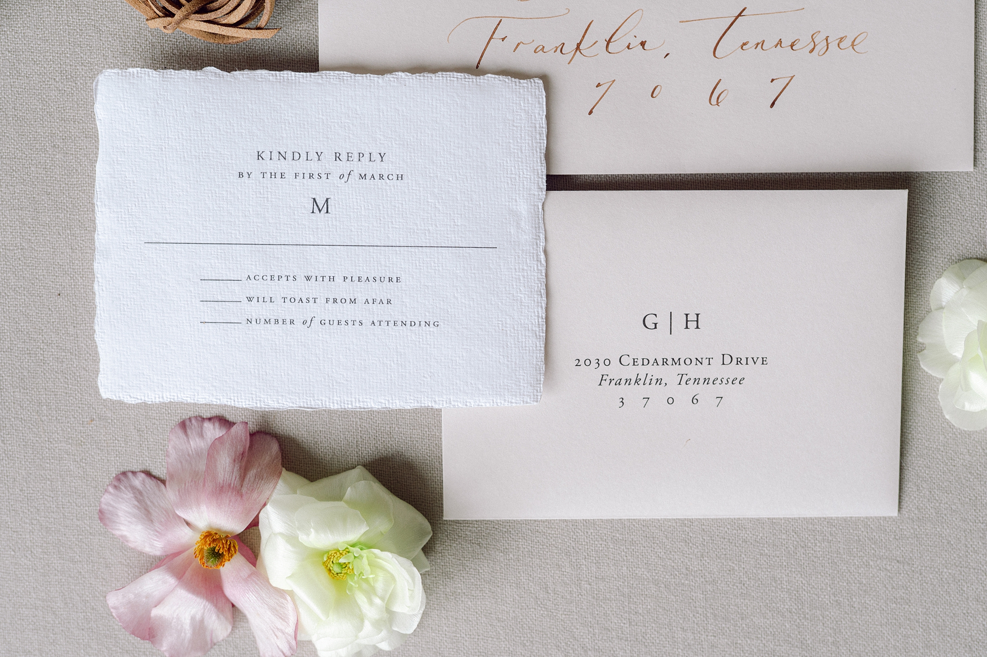 Elegant and Classic Textured Invitation Suite