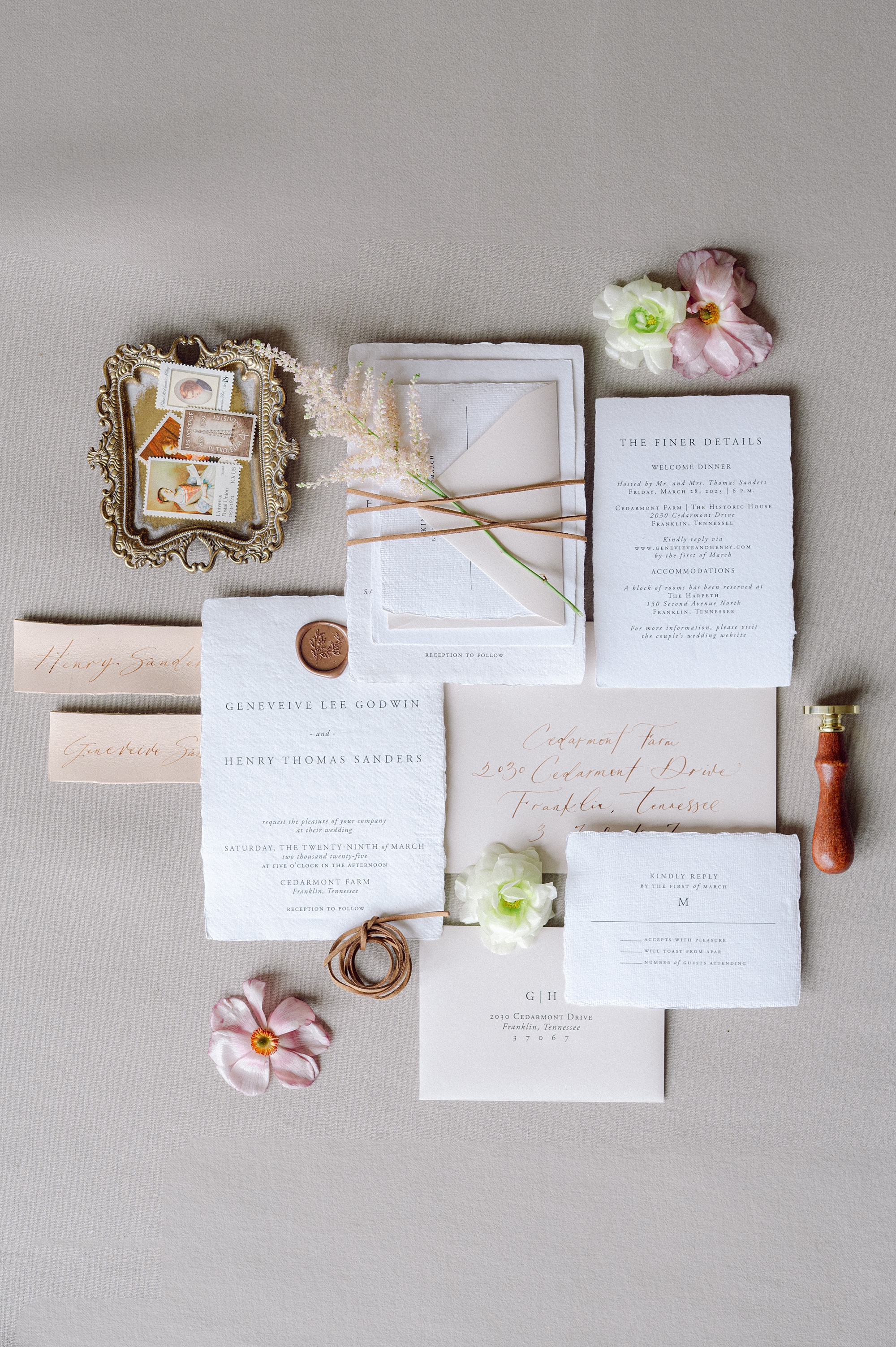 wedding invitation suite from Cedarmont Farm wedding 