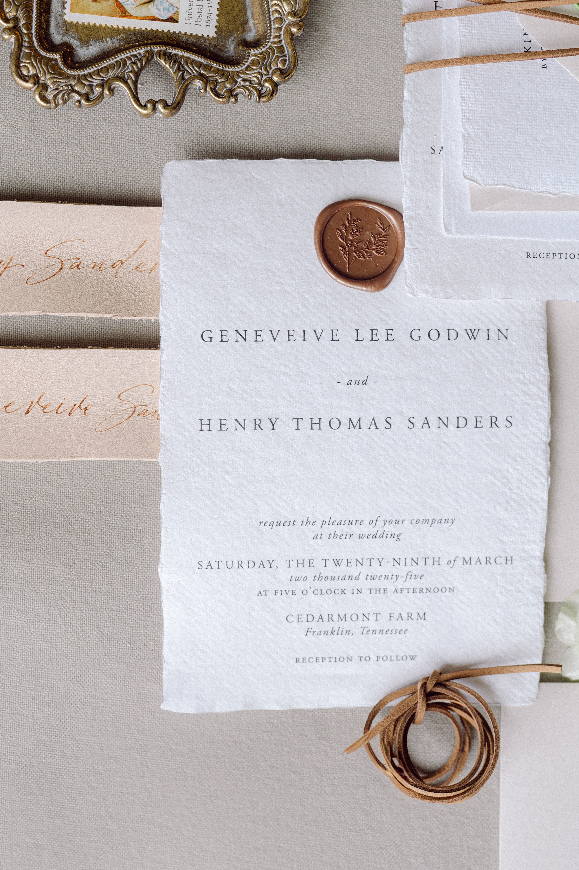 textured wedding invitations on handmade paper 