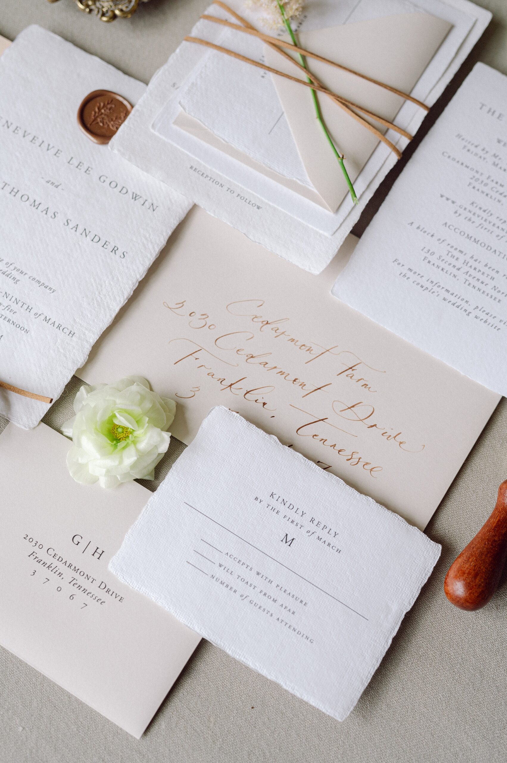 Cedarmont Farm Textured wedding details 