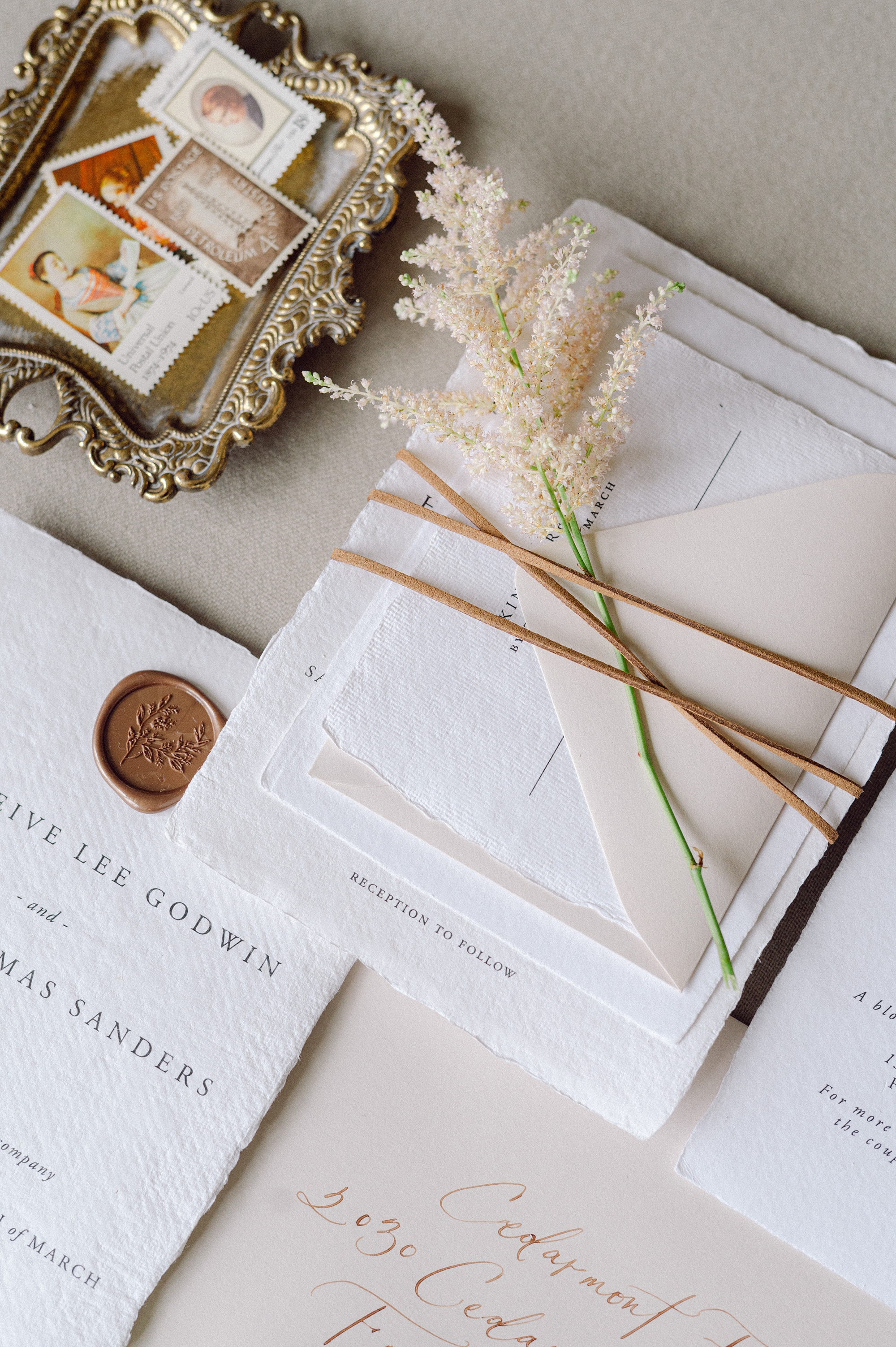 Elegant and Classic Textured Invitation Suite