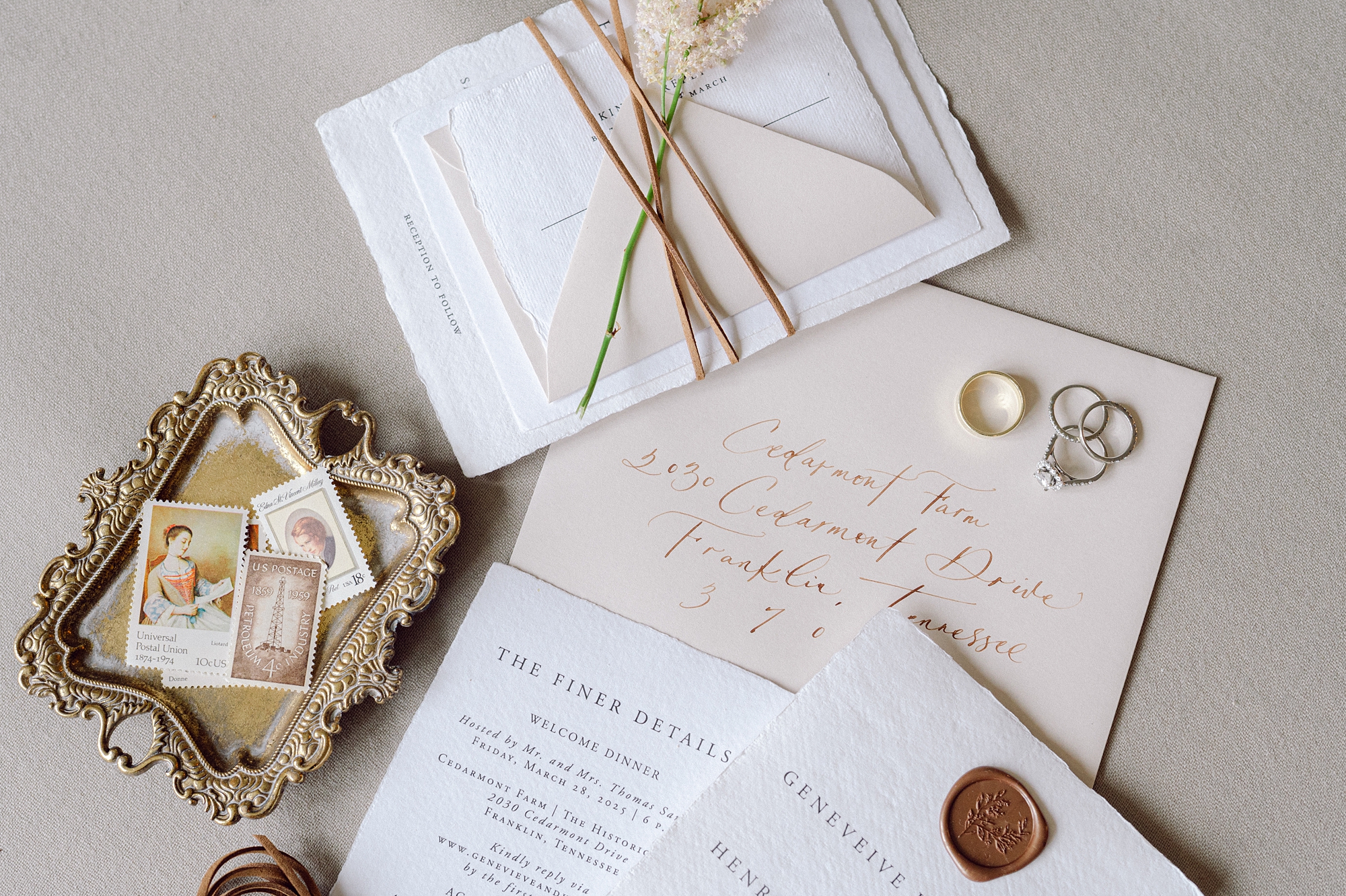 Elegant and Classic Textured Invitation Suite