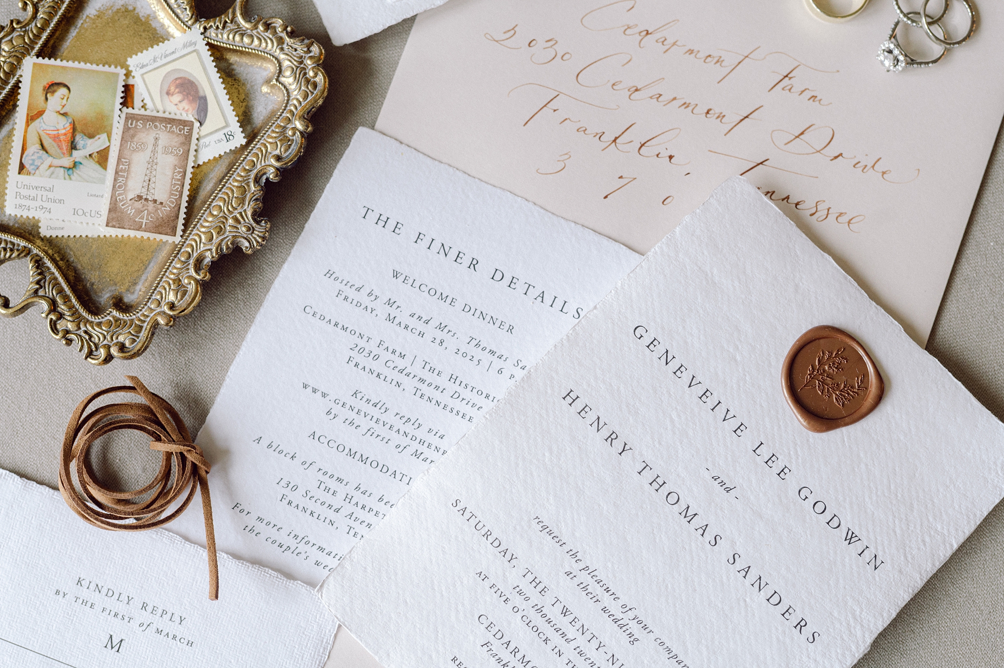 Cedarmont Farm Textured wedding invitations 